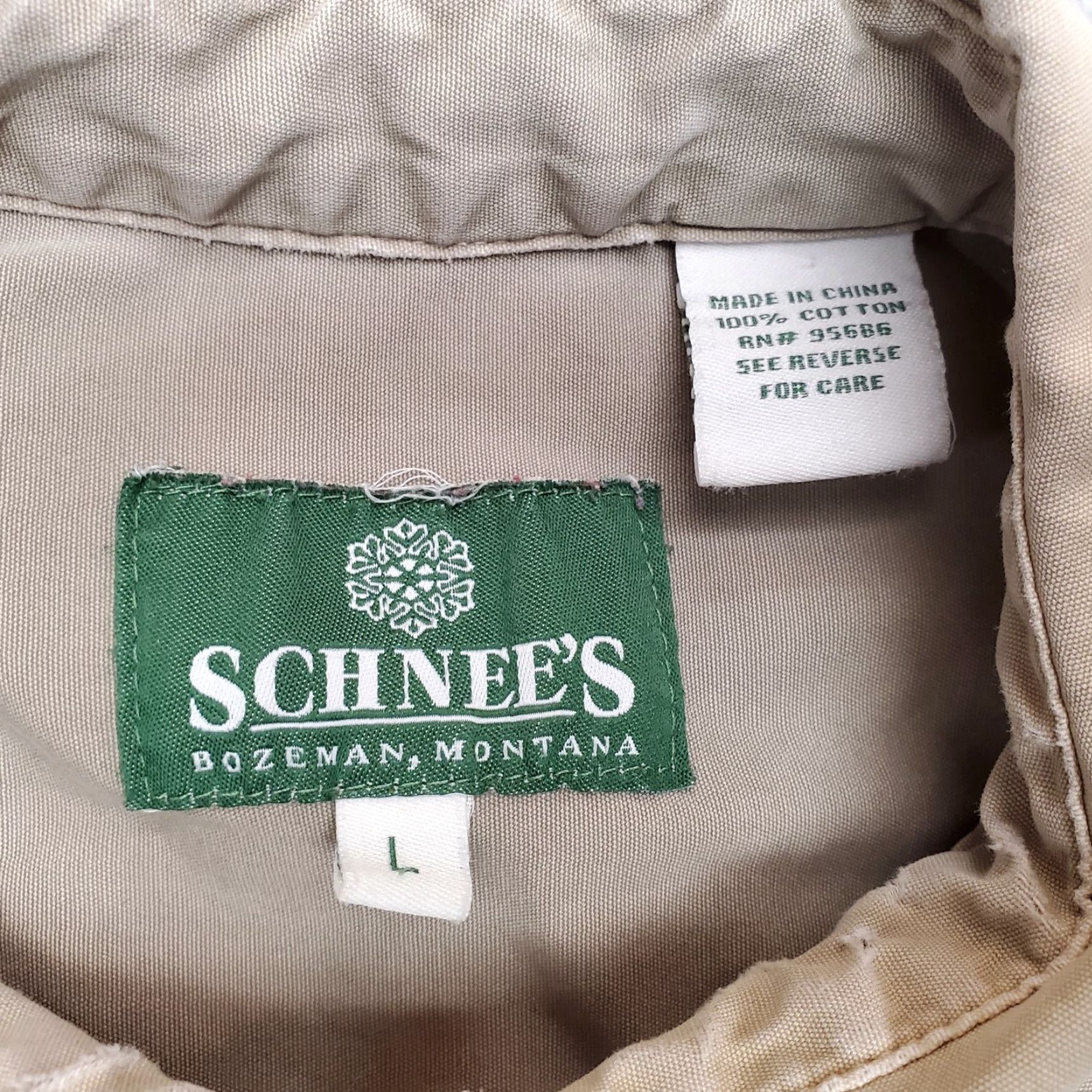 Vintage Schnees Shirt Mens L Khaki Canvas Outdoor Casual Cut Sleeves Distressed Work Button-Up Cotton Canvas Size US L / EU 52-54 / 3 - 7 Thumbnail