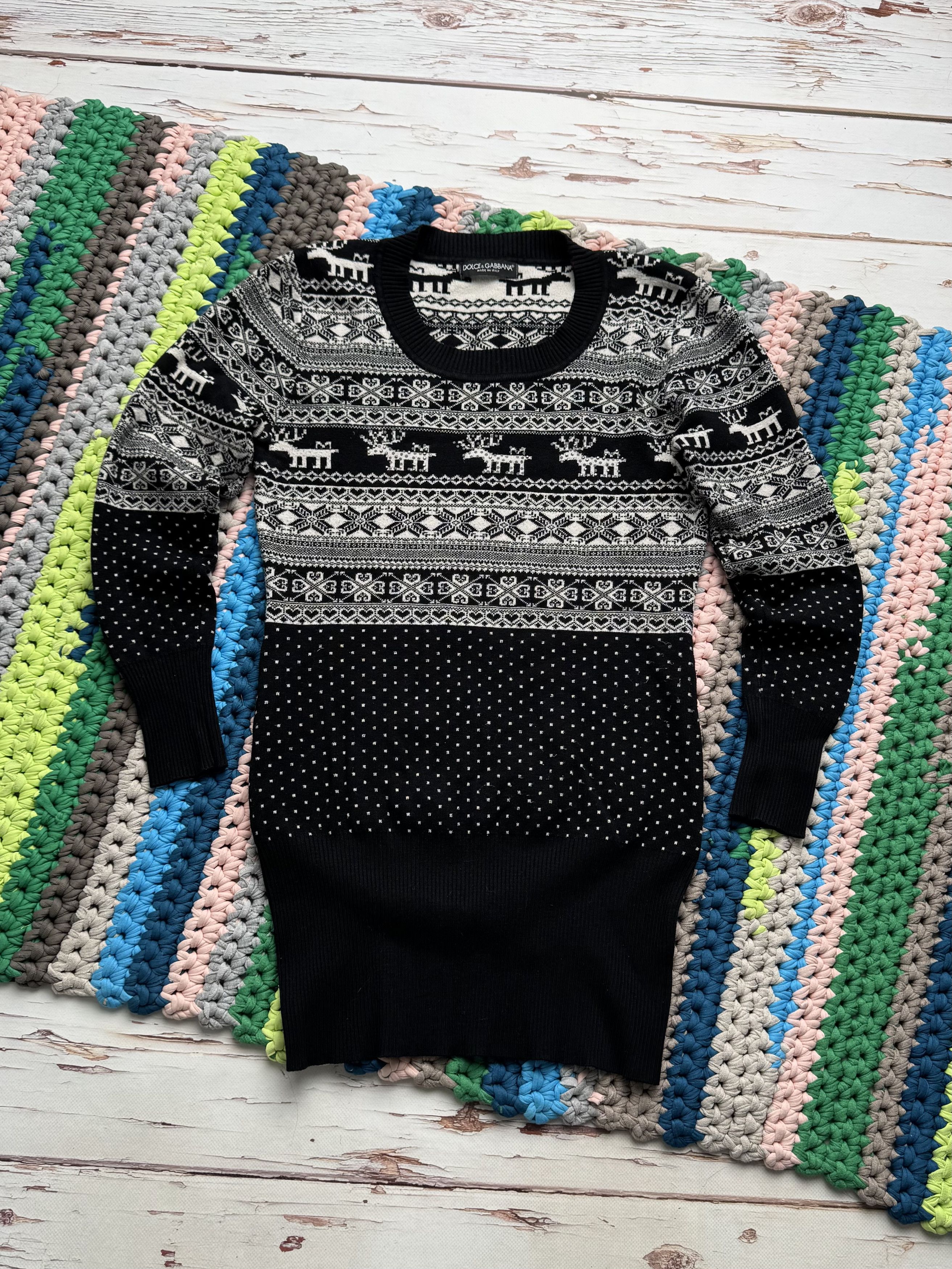 Dolce & Gabbana Vintage Dolce & Gabbana Sweater Dress Nordic Knit Mini Dress Size S / US 4 / IT 40 - 1 Thumbnail