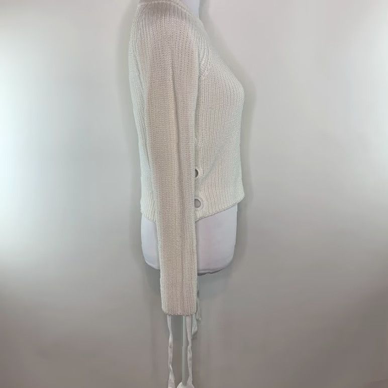 Both BLUE BLUSH Womens S Top Pullover Sweater Crew Neck Crop White Size S / US 4 / IT 40 - 3 Thumbnail