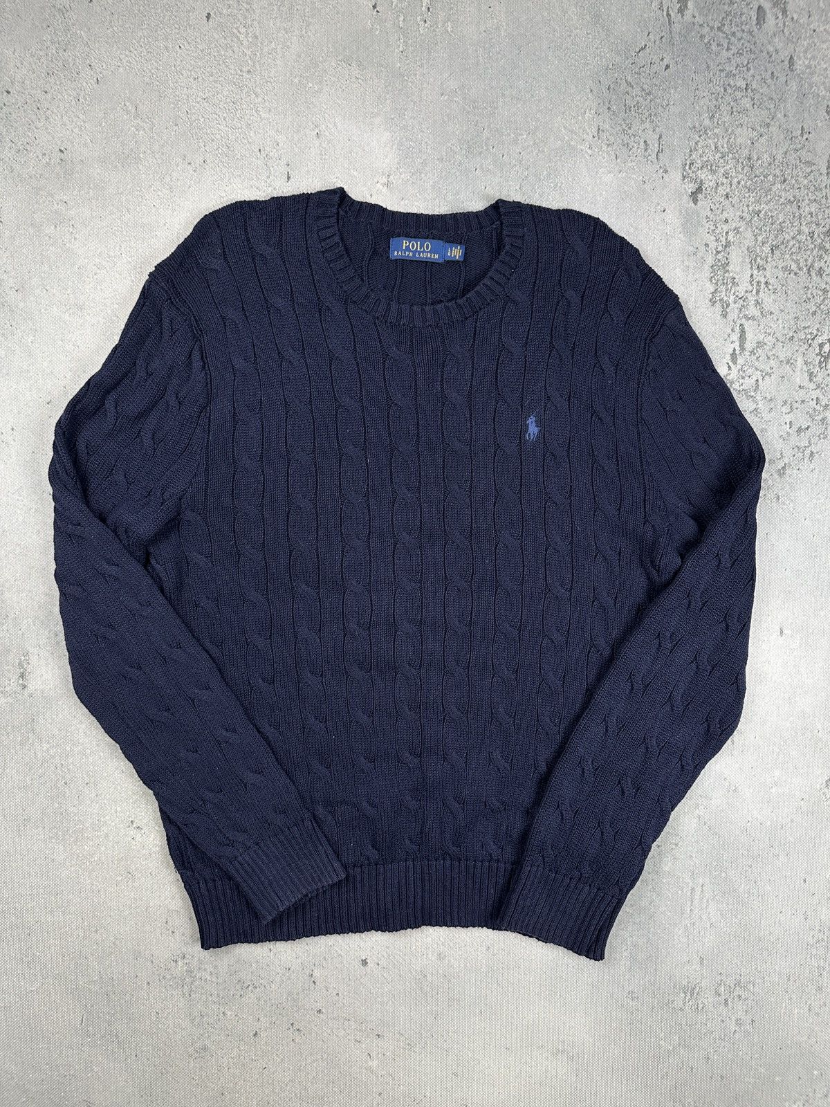 Polo Ralph Lauren Polo Ralph Lauren Navy Cable Knit Cotton Sweater y2k Preppy Size US L / EU 52-54 / 3 - 1 Thumbnail