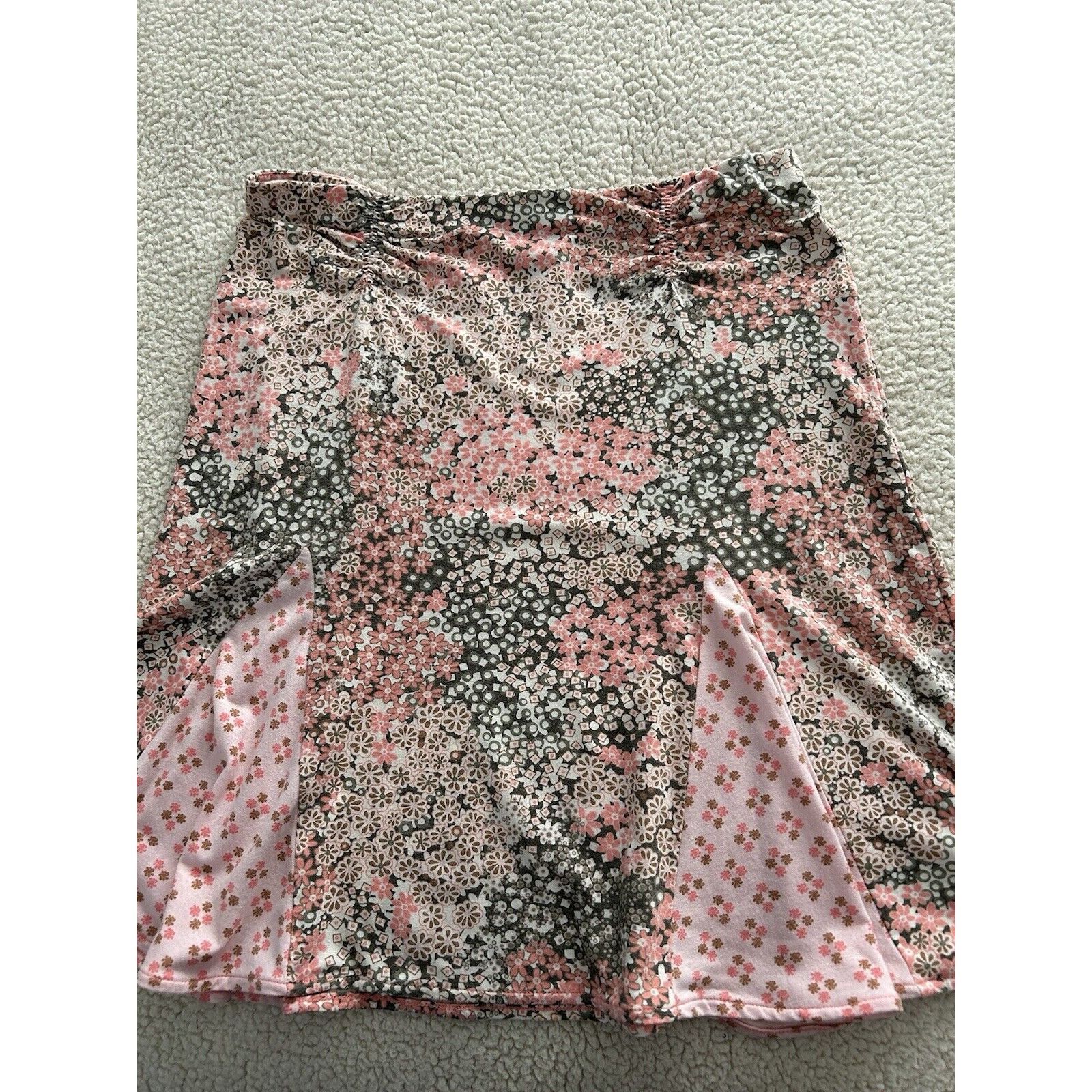 Other Personal Identity Pink Floral Pull On Knit Skater Skirt Juni Size 28" / US 6 / IT 42 - 2 Thumbnail