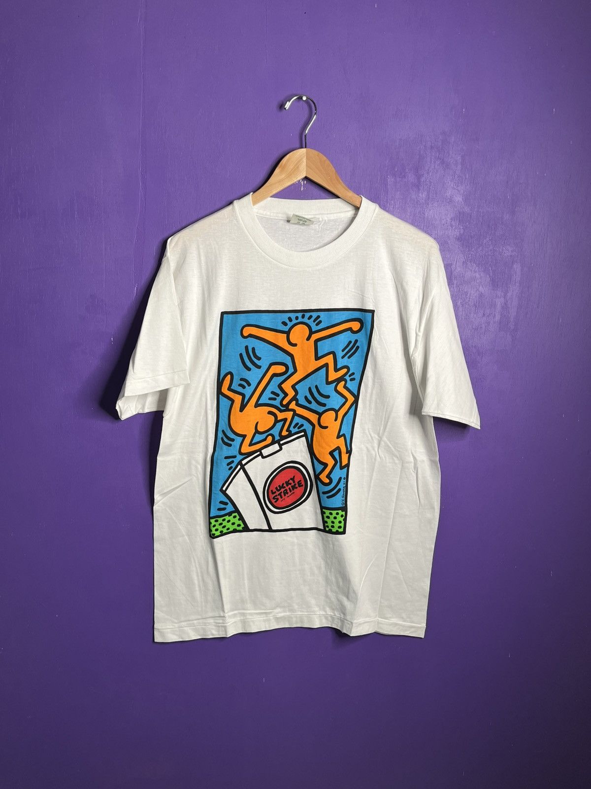 Vintage 80s Keith Haring lucky strike euro art tee