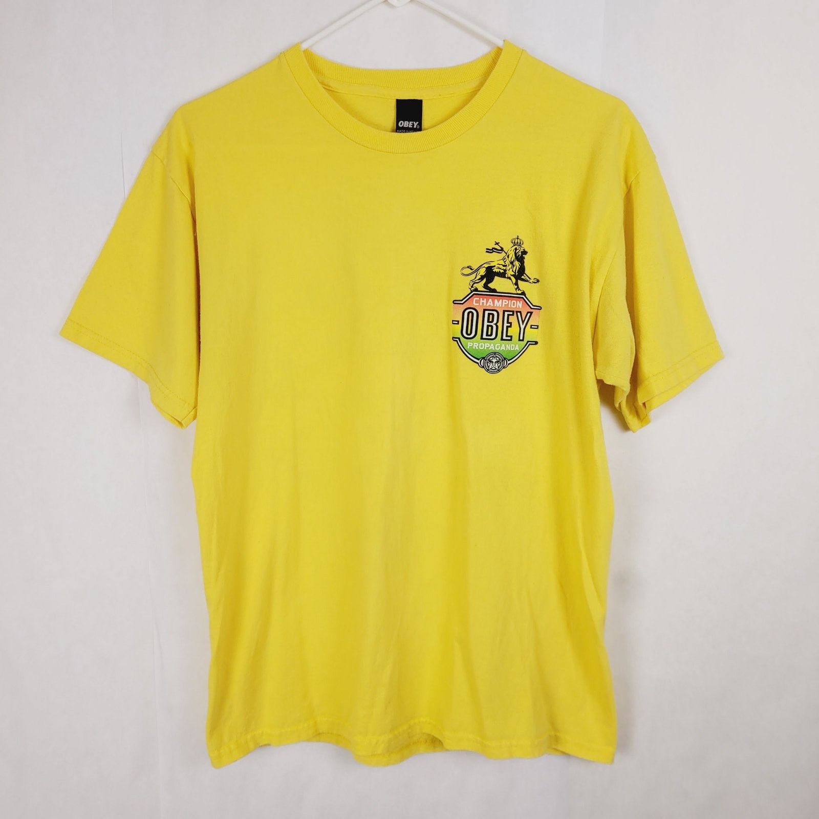 Obey Obey mens yellow king lion graphic short sleeved t-shirt Size US M / EU 48-50 / 2 - 2 Thumbnail