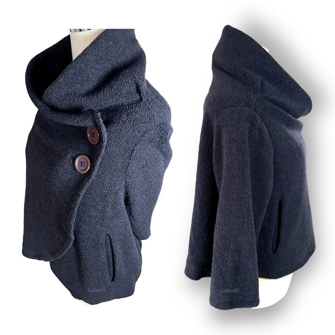 Other POU DOU DOU » 2-Way Wear asymmetrical Cape-Jacket// Navy Size M / US 6-8 / IT 42-44 - 3 Thumbnail