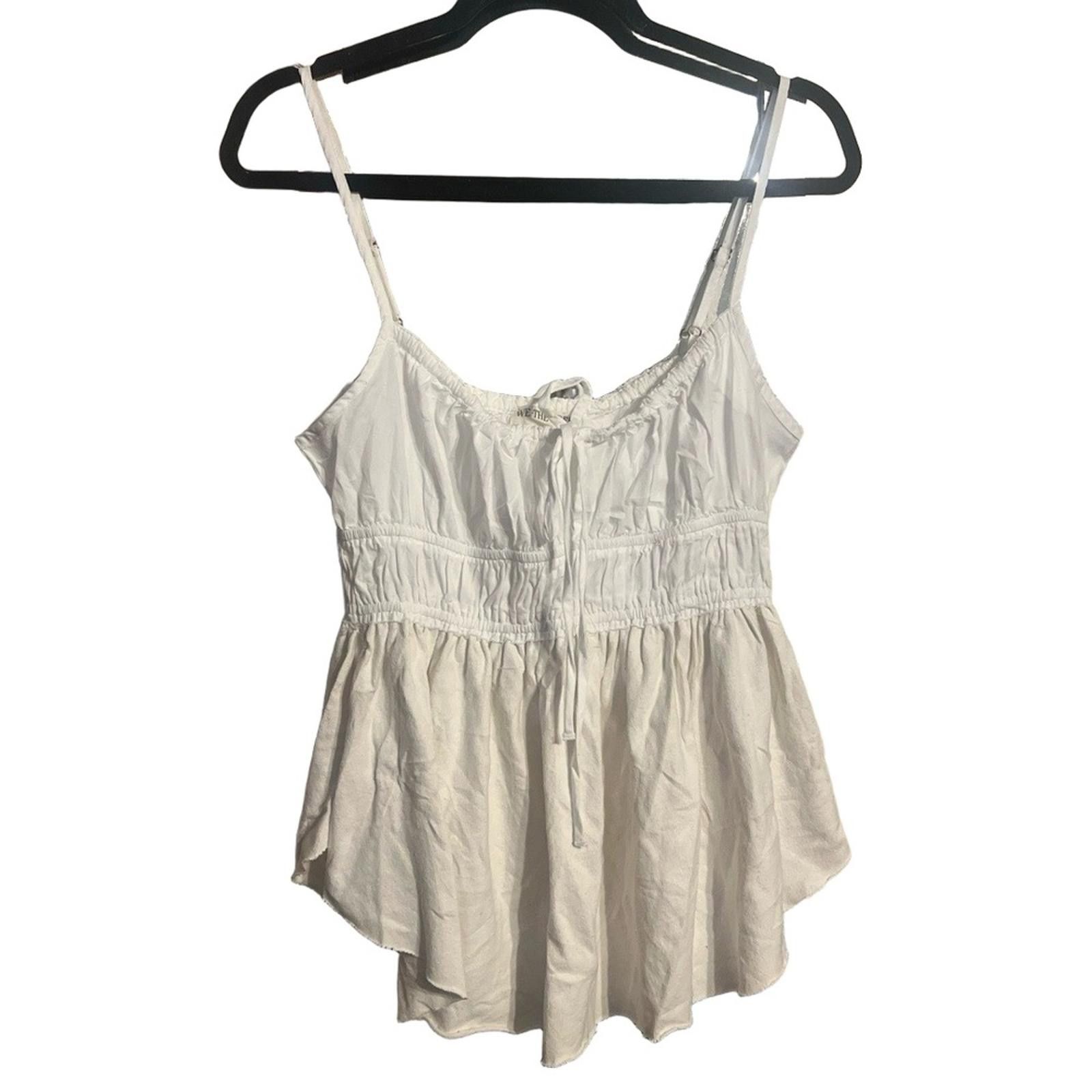 Other WE THE FREE Cami M Ivory Peplum Smocked Drawstring Boho Size M / US 6-8 / IT 42-44 - 2 Thumbnail