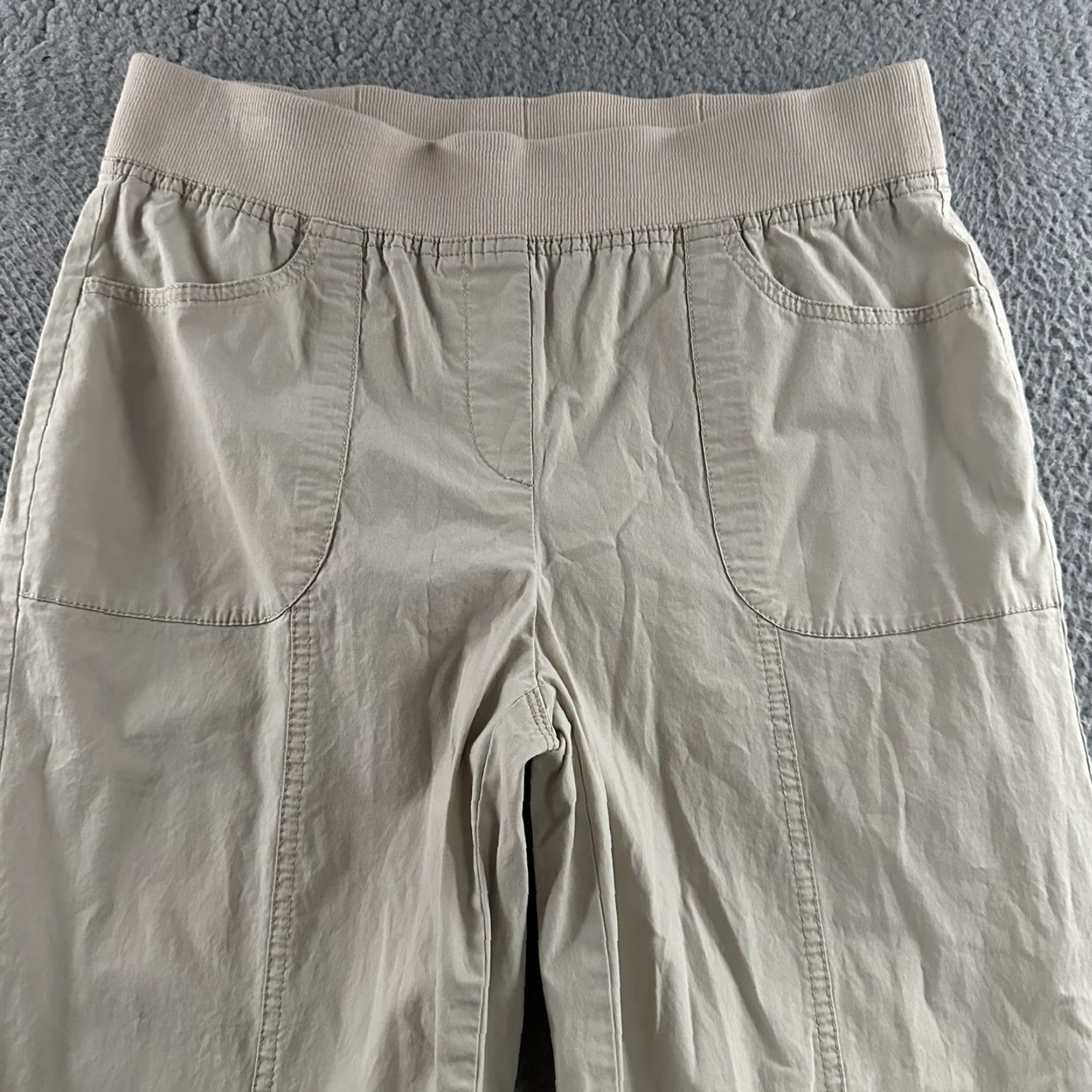 Vintage Chicos Pants Size 1 Beige Utility Roll Tab Stretch Cotton Blend Womens Size 25" / US 0 / IT 36 - 2 Thumbnail