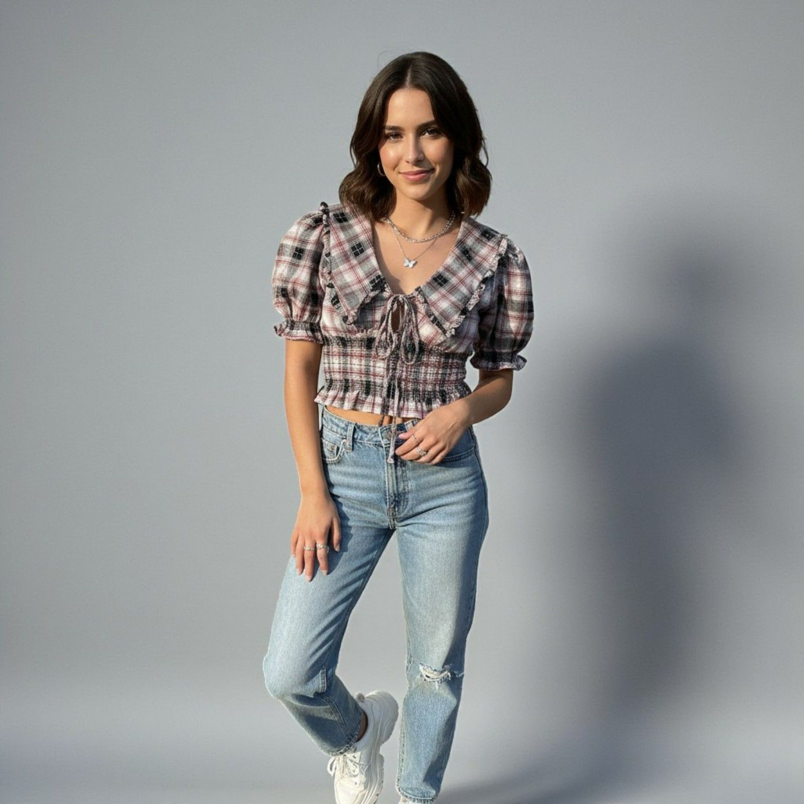 Other Y2K Plaid Smocked Crop Top M/L Size M / US 6-8 / IT 42-44 - 1 Thumbnail