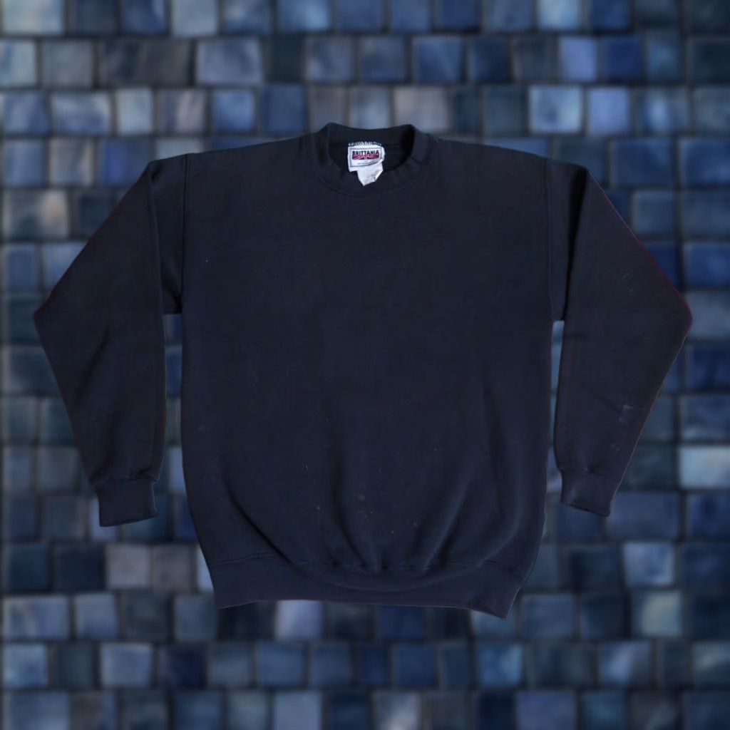 Levi's VTG 80s 90s Brittania Levis Faded Black Blank Grunge USA Pullover Sweatshirt S Size US S / EU 44-46 / 1 - 1 Thumbnail