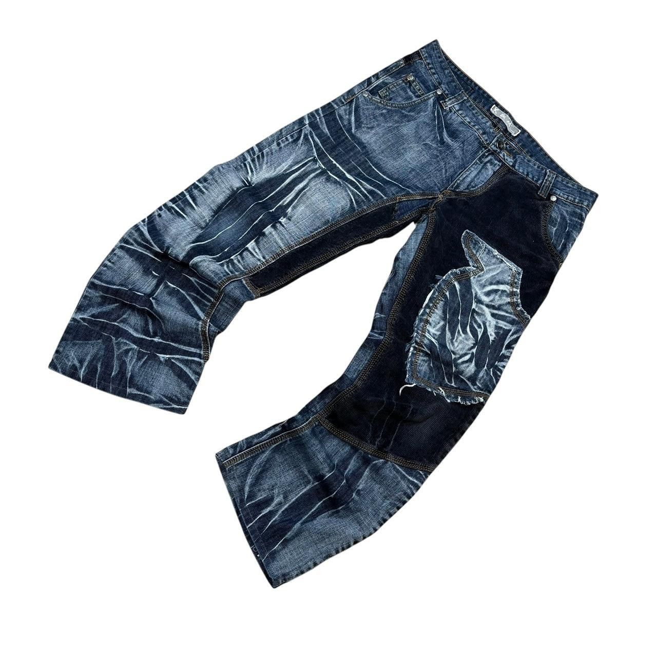 Japanese Brand Y2K Patchwork Distressed Wide-Leg Jeans Size US 34 / EU 50 - 3 Thumbnail