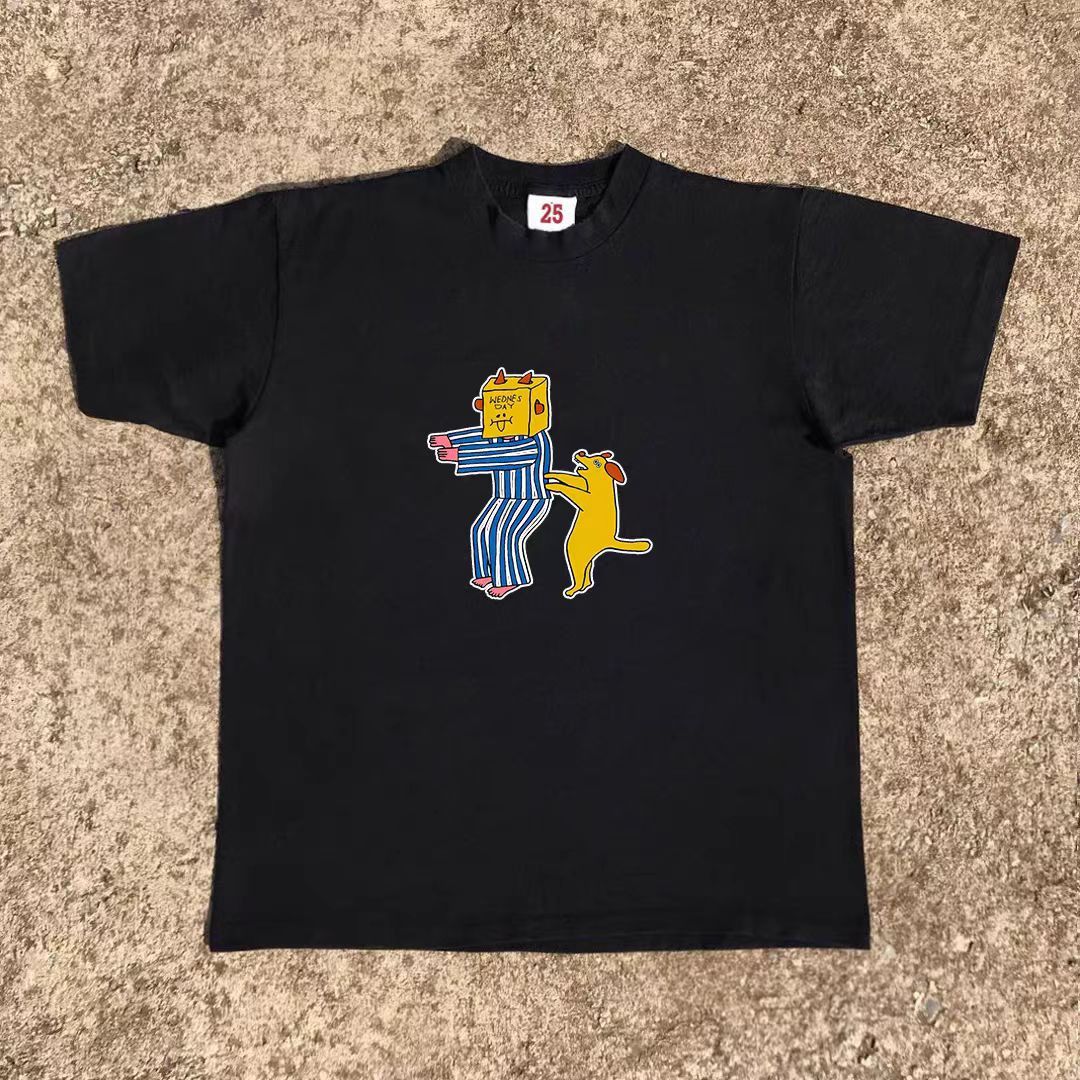 Vintage Black casual retro fun puppy print t-shirt Size US M / EU 48-50 / 2 - 1 Thumbnail