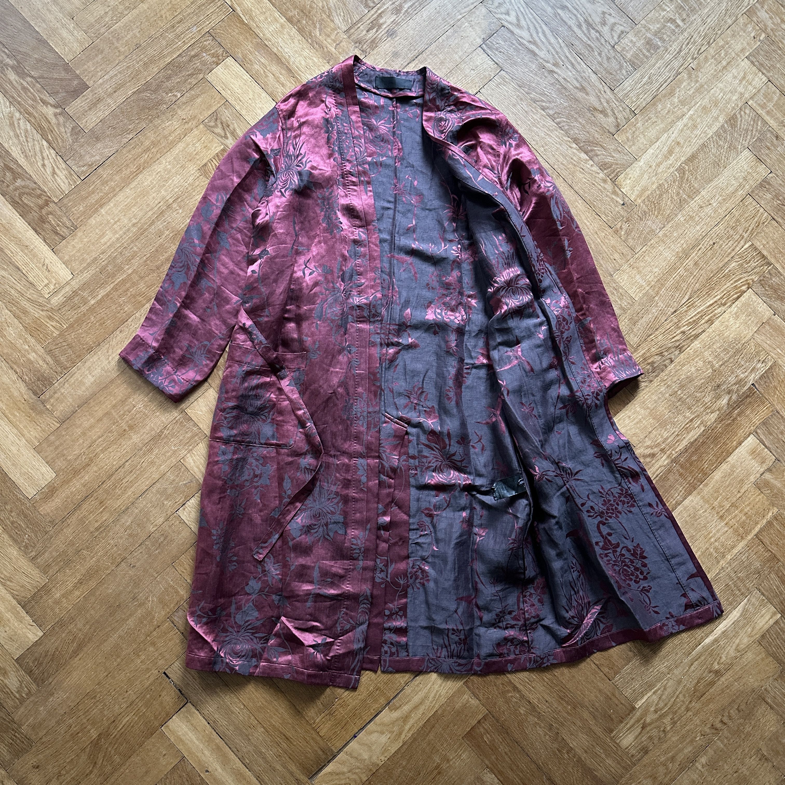 Haider Ackermann SS15 Floral Linen/Silk Oversized Belted Kimono Size US XS / EU 42 / 0 - 4 Thumbnail