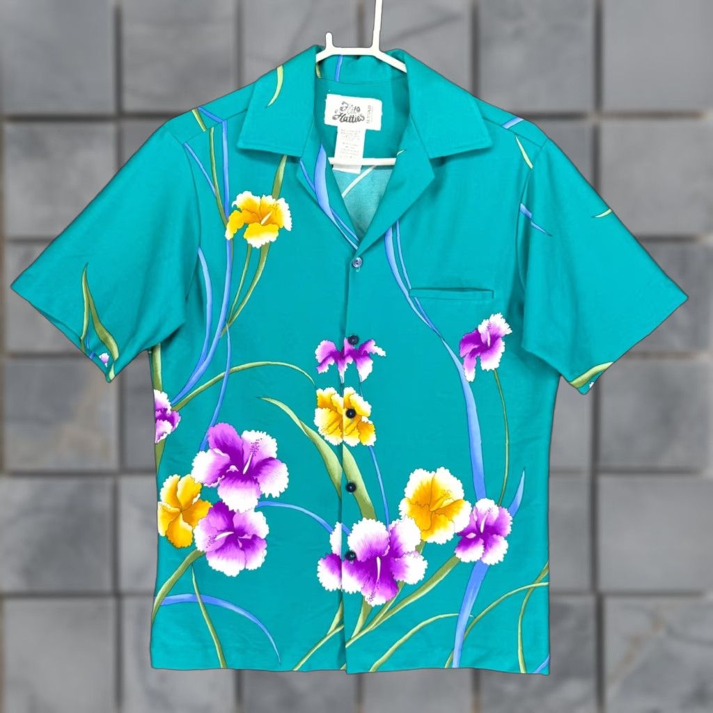 Hilo Hattie VINTAGE Hilo Hattie Teal Floral Hibiscus Hawaiian Shirt M Mens Short Sleeve Blue Size US M / EU 48-50 / 2 - 1 Thumbnail