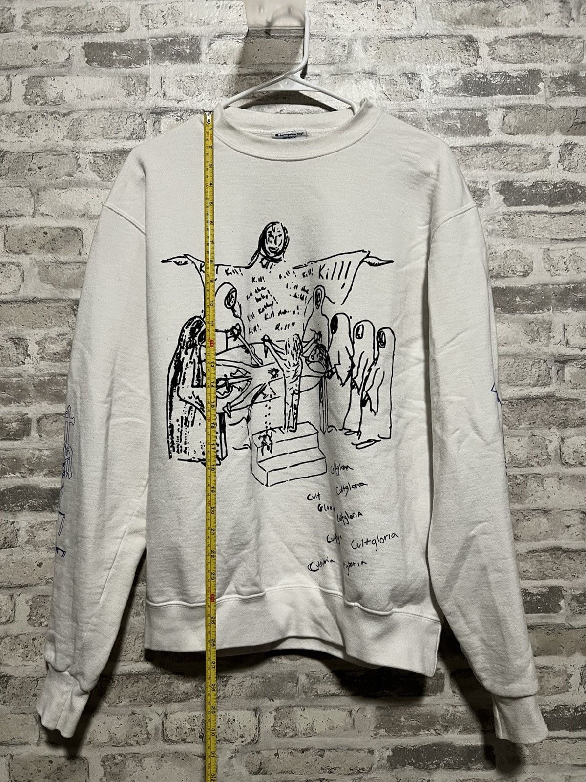 G59 Records CULT GLORIA - DRAWINGS CHAMPION CREWNECK (WHITE) MEDIUM Size US M / EU 48-50 / 2 - 1 Thumbnail