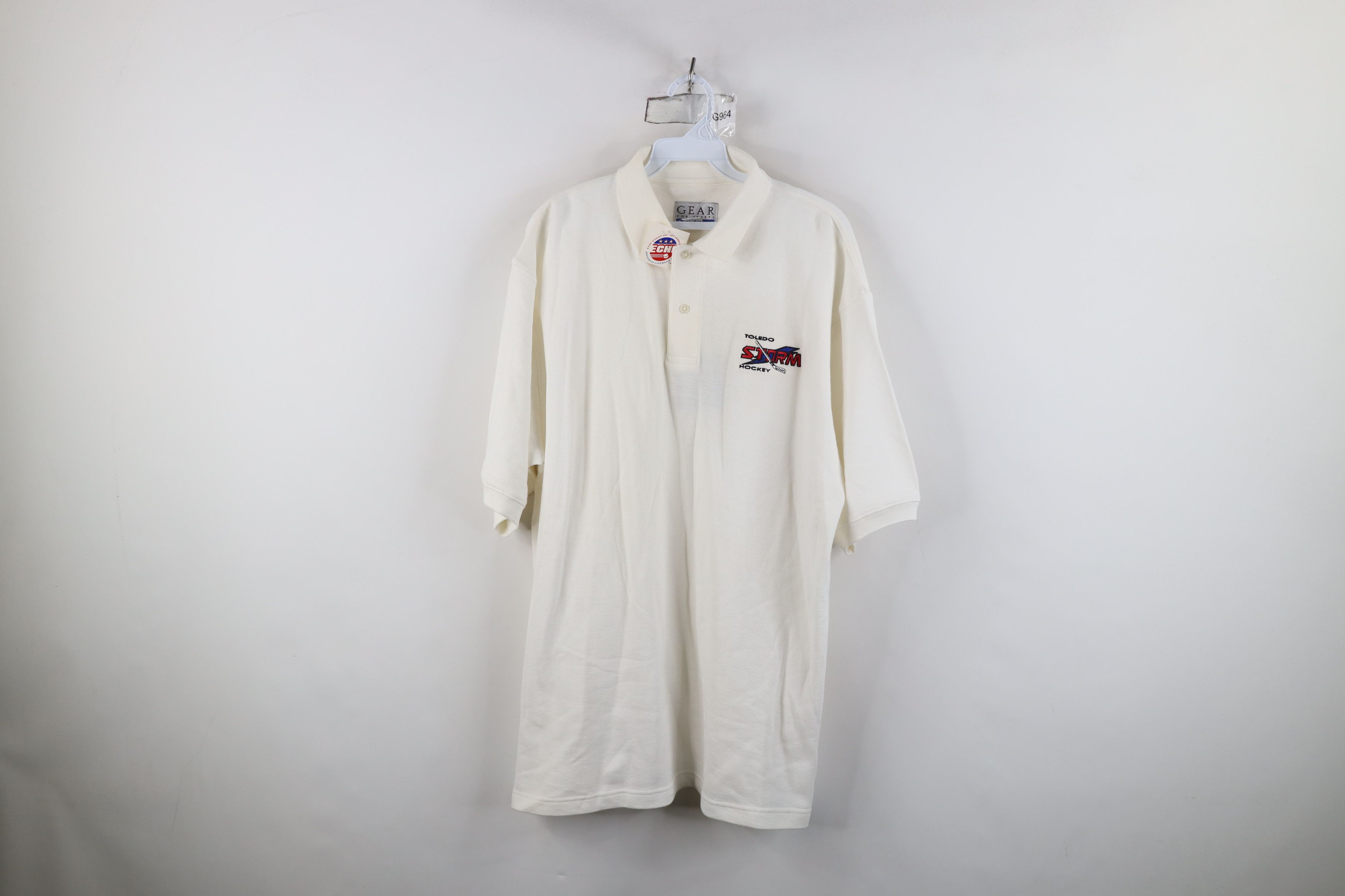 Vintage Deadstock Vintage 90s Storm Hockey Golf Polo Shirt White Size US L / EU 52-54 / 3 - 1 Thumbnail
