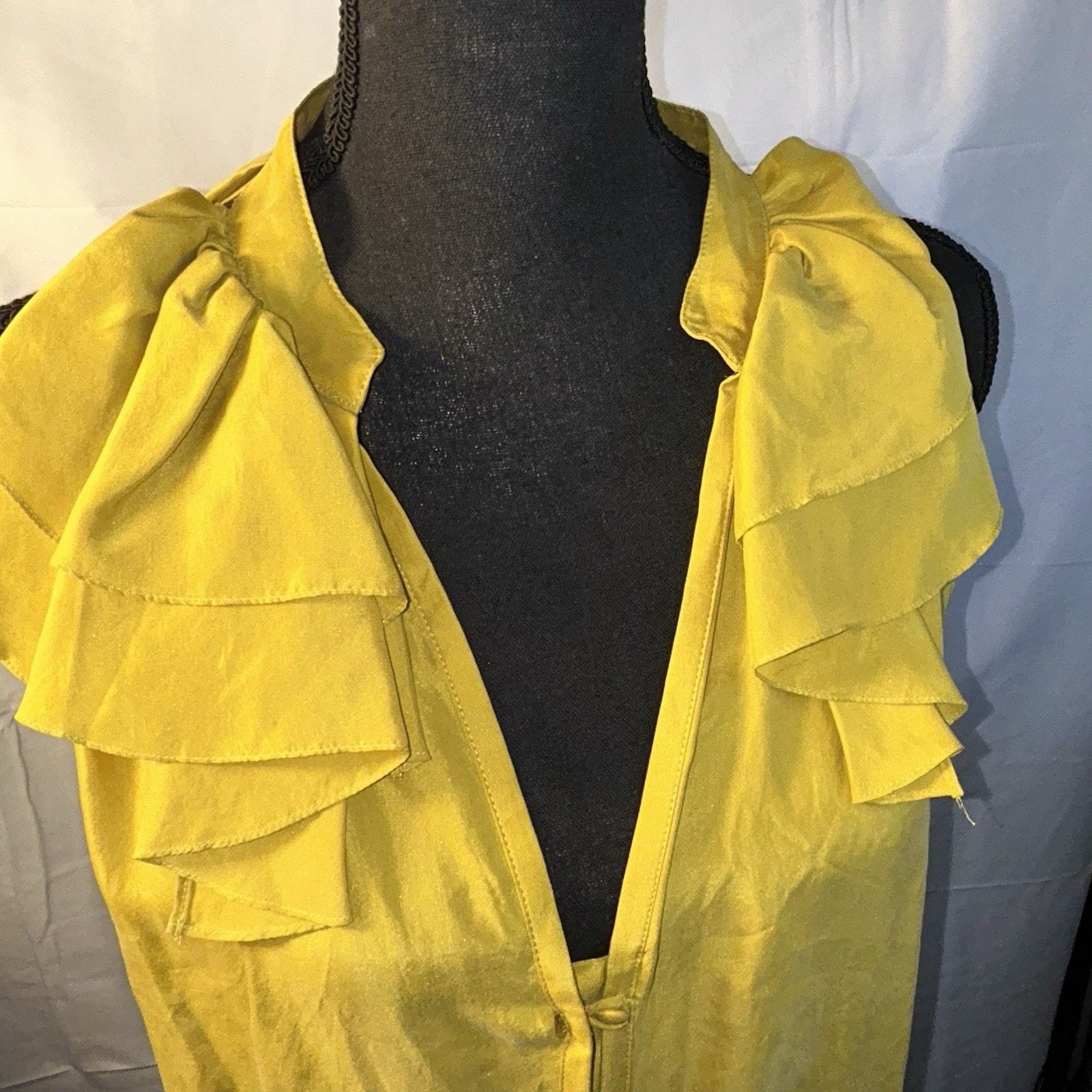 Loft Ann Taylor Loft Silk Mustard Yellow Ruffle Dress Size 14 Size XL / US 12-14 / IT 48-50 - 2 Thumbnail