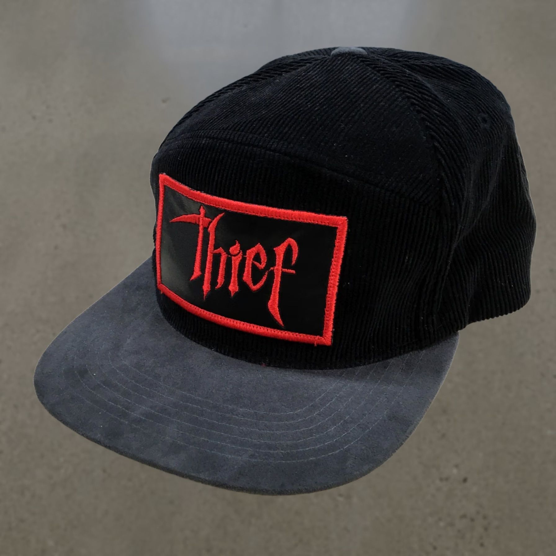 Vintage Pit Bull Thief Corduroy Snapback Cap Hat Mens OS Black Flat Brim Adjustable Size ONE SIZE - 1 Thumbnail