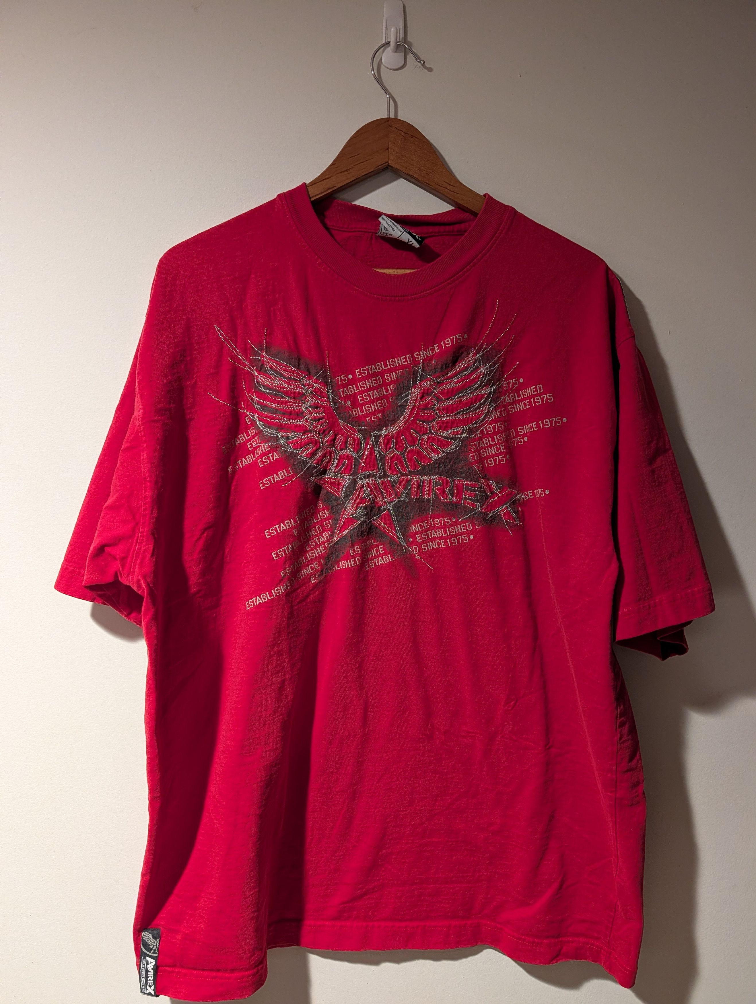 Avirex AVIREX Shirt Winged Star Spell Out Hip Hop Streetwear Tee Size US XL / EU 56 / 4 - 1 Thumbnail