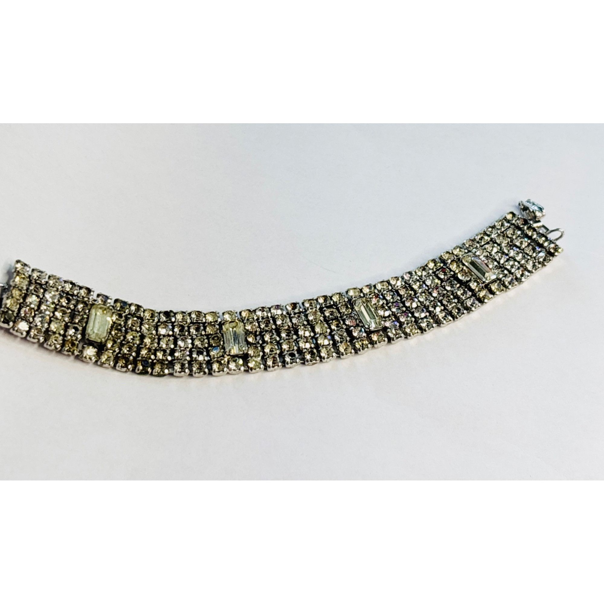 Other Vintage Silver-Tone Rhinestone Bracelet With Rectangular Acc Size ONE SIZE - 8 Thumbnail