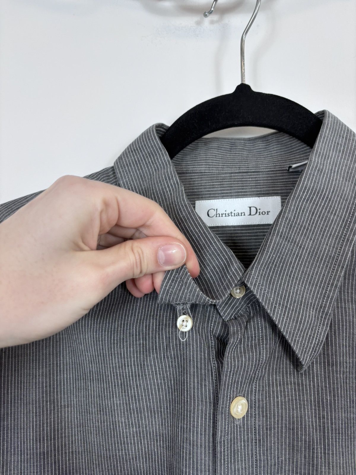 Christian Dior Monsieur Vintage Christian Dior Men’s Grey Striped Button Up Shirt Size US L / EU 52-54 / 3 - 10 Thumbnail