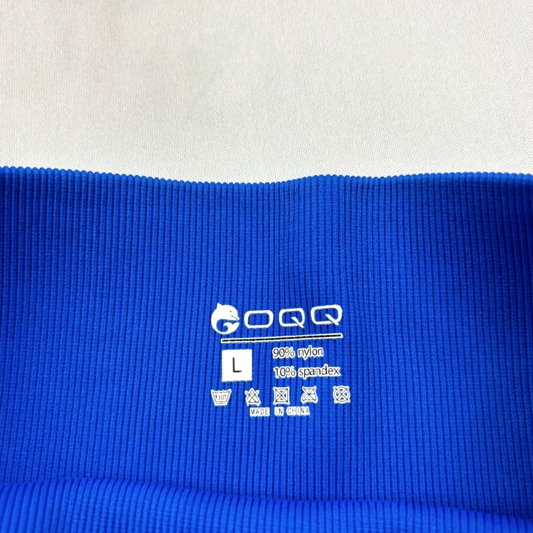 Vintage OQQ High Waist Ribbed Leggings Pants Large Blue Women Regular Ankle Gym Yoga Pilates Size 36" / US 14 / IT 50 - 5 Thumbnail