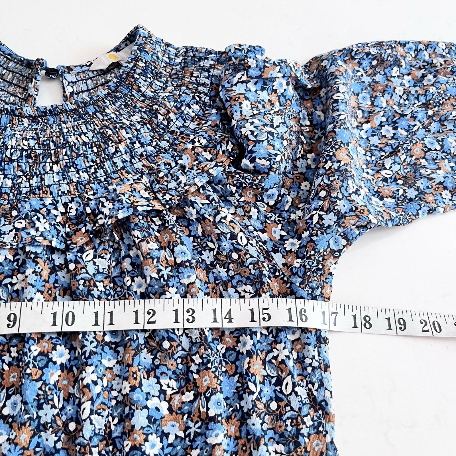 Boden Boden Ditsy Floral Smocked Yoke Blue Mini Dress size 4L Size S / US 4 / IT 40 - 11 Thumbnail