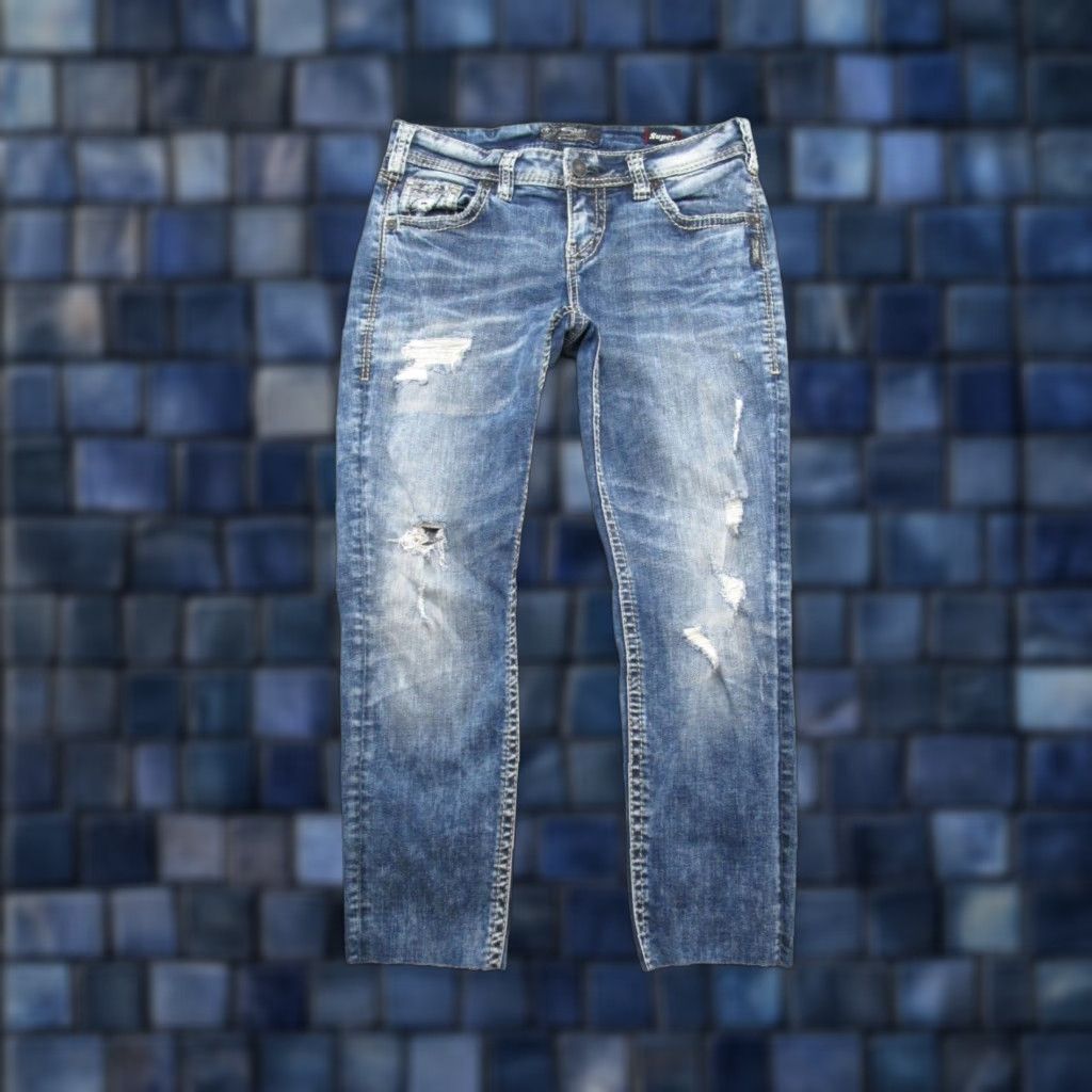 Silver Jeans Co. Silver Jeans Boyfriend Denim Cut Off Jeans 30 Blue Stretch Women Mens Size 30" / US 8 / IT 44 - 1 Thumbnail