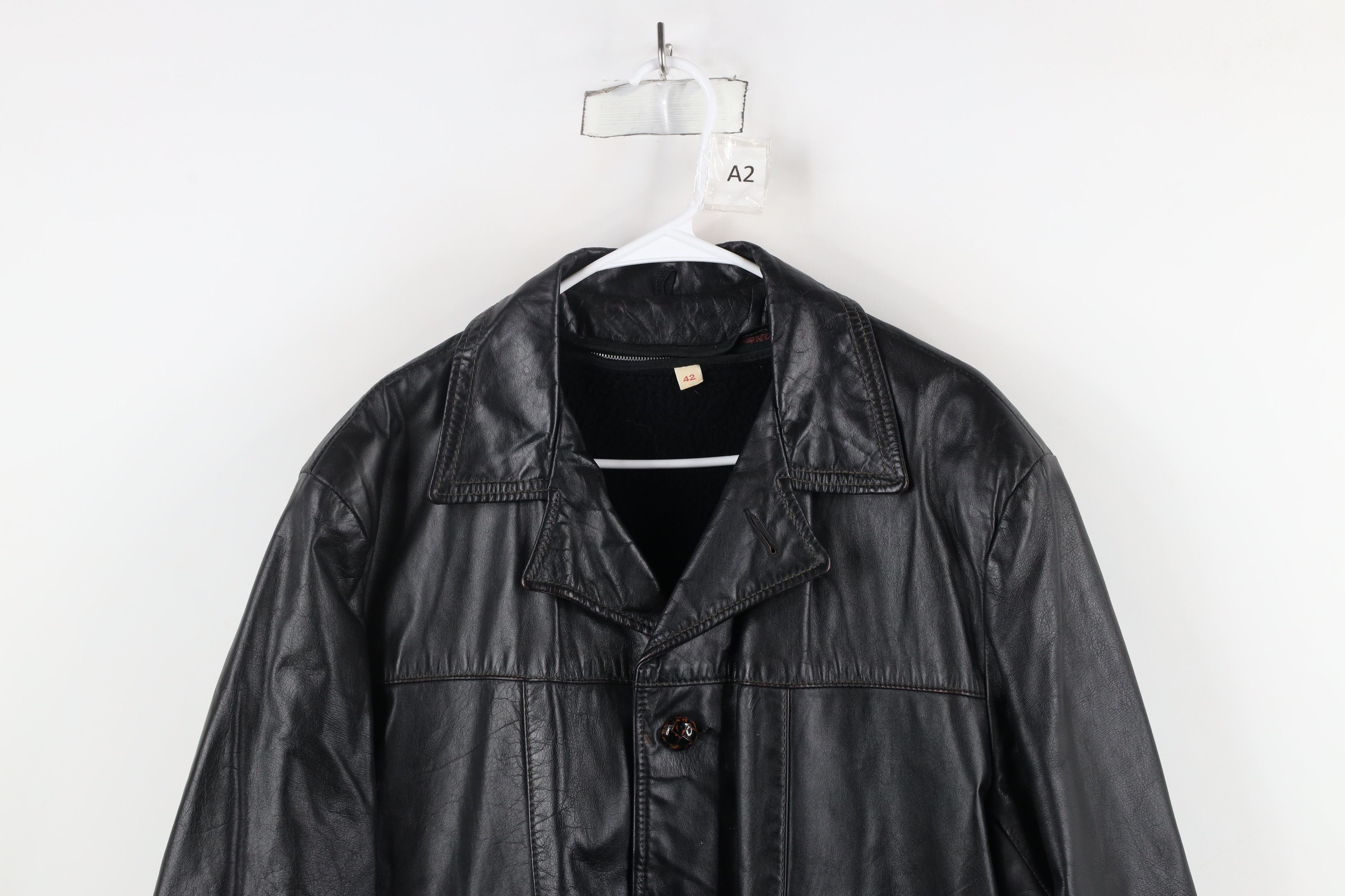Vintage Vintage 70s Streetwear Leather Button Shirt Jacket Black Size US L / EU 52-54 / 3 - 2 Thumbnail