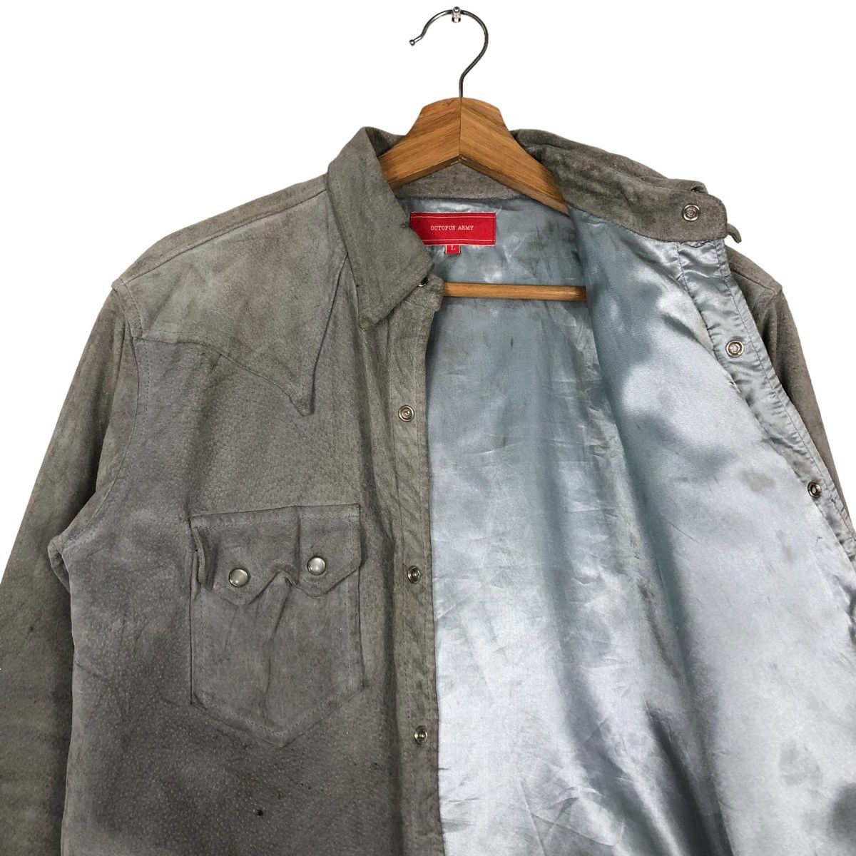 Vintage 🔥VINTAGE SHIRT LEATHER JACKET OCTOPUS ARMY MILITARY Size US L / EU 52-54 / 3 - 12 Thumbnail