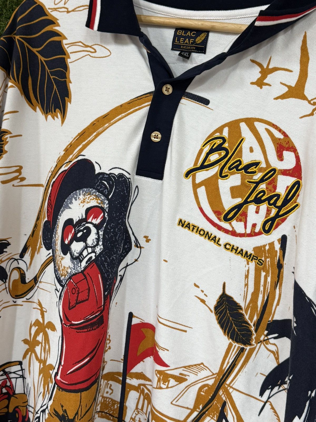 Other Blac Leaf Bear All Over Print Golf Polo Shirt 4XL XXXXL Size US XXL / EU 58 / 5 - 4 Thumbnail