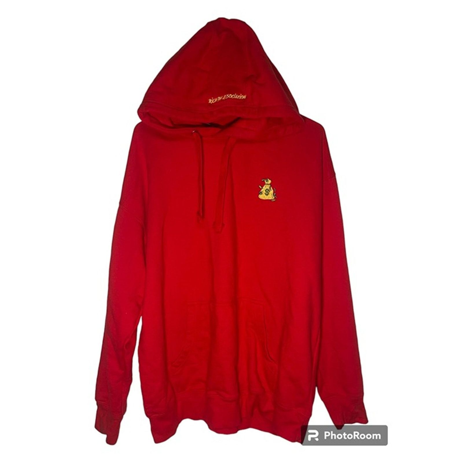 Unknown London Cotton Heritage Rich by Association Red Cash Bag Hoodie XL Size US XL / EU 56 / 4 - 1 Thumbnail
