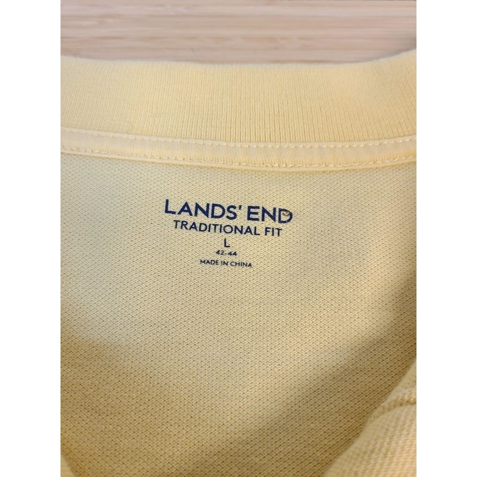 Lands' End Lands' End Mens Polo Shirt Short Sleeve Yellow L Large Traditional Fit Buttoned Shirt Size US L / EU 52-54 / 3 - 3 Thumbnail