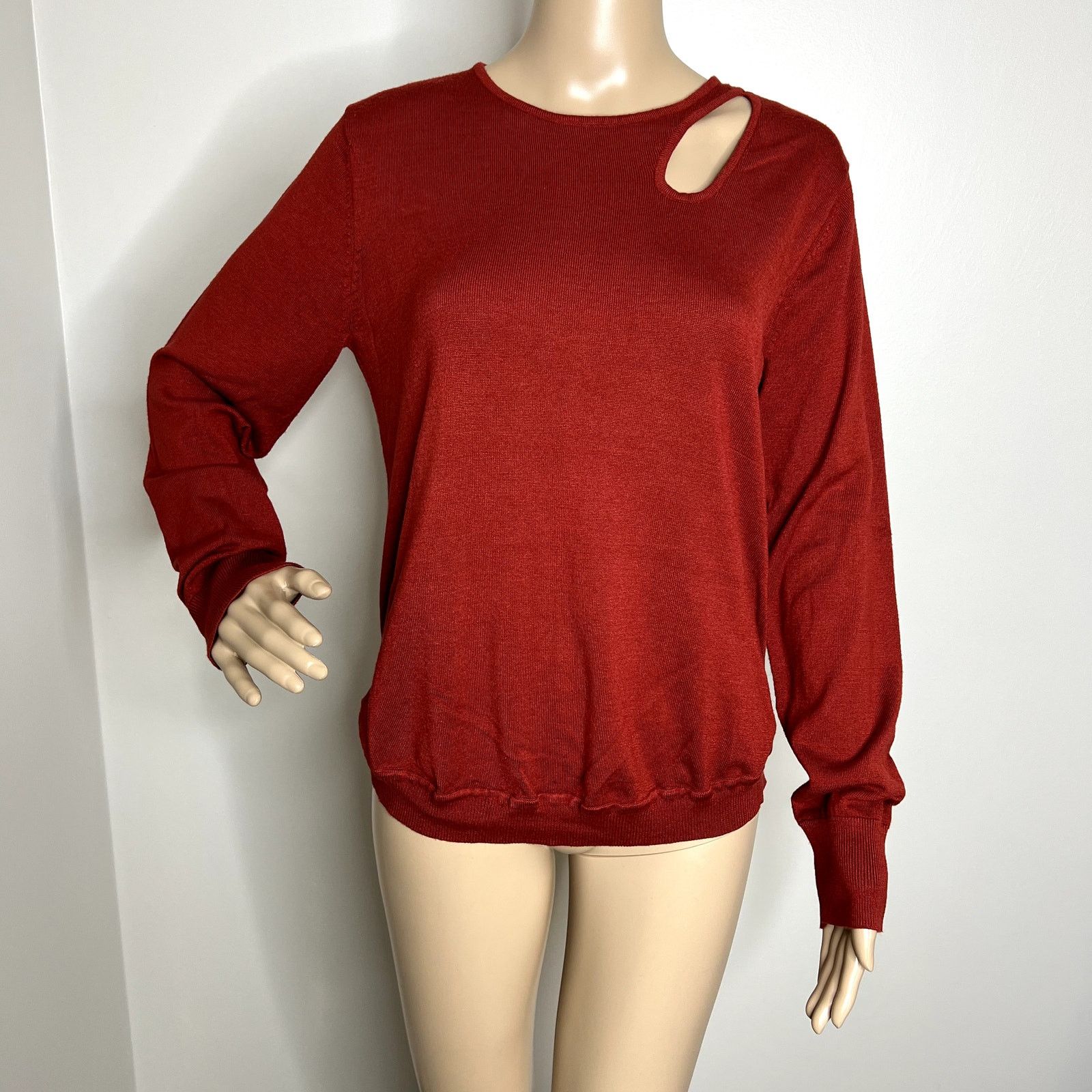 Other Cable & Gauge Red Cut Out Knit Sweater Size L / US 10 / IT 46 - 1 Thumbnail
