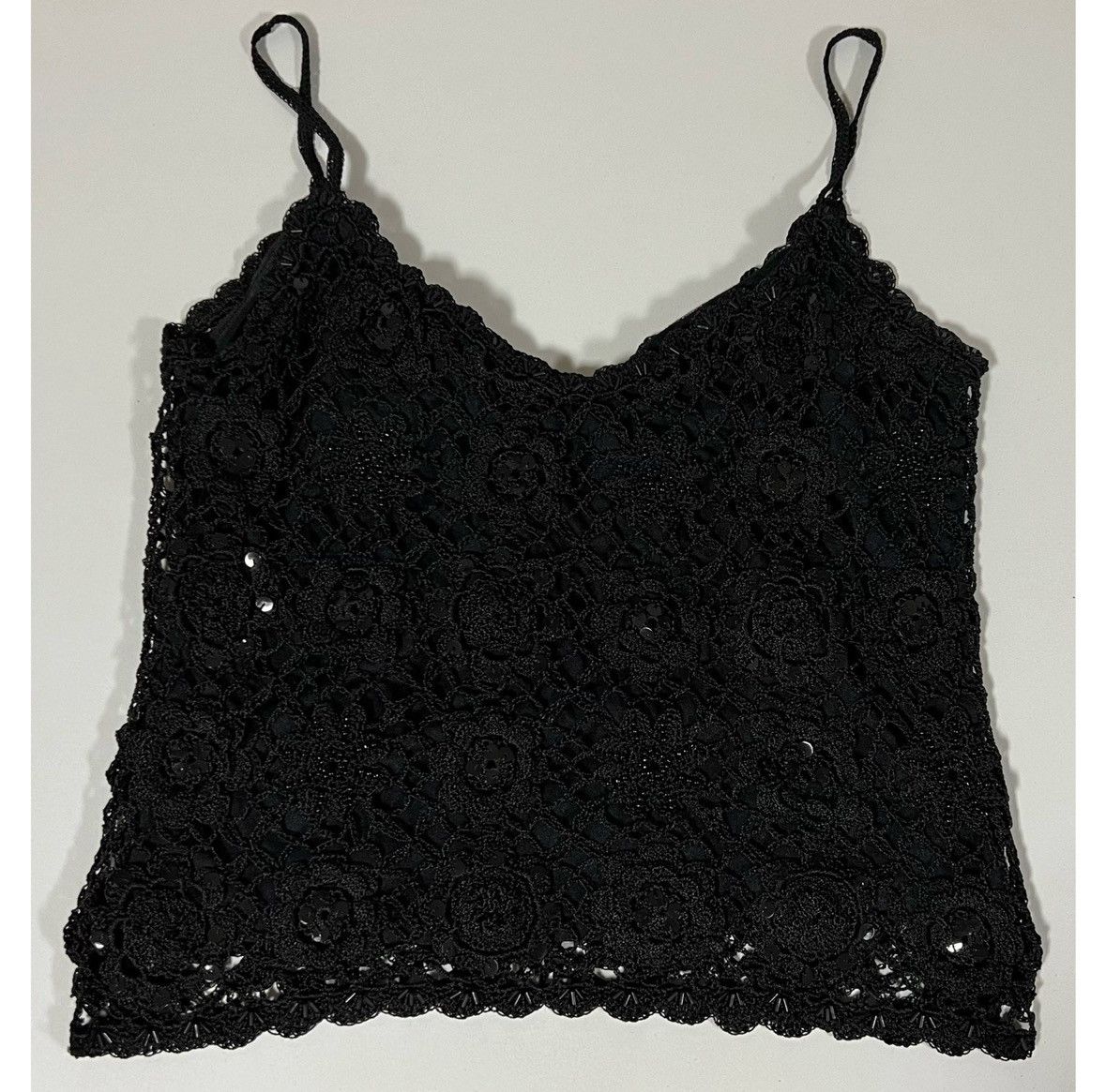 Nicole Miller Nicole Miller Black Crochet Beaded Top Shirt Blouse Size S 🖤 Size S / US 4 / IT 40 - 6 Thumbnail