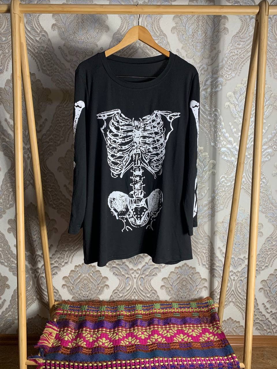 Pre-owned Avant Garde Very Skeleton Long Sleeve Japan Style Y2k 90's Punk Hype In Black