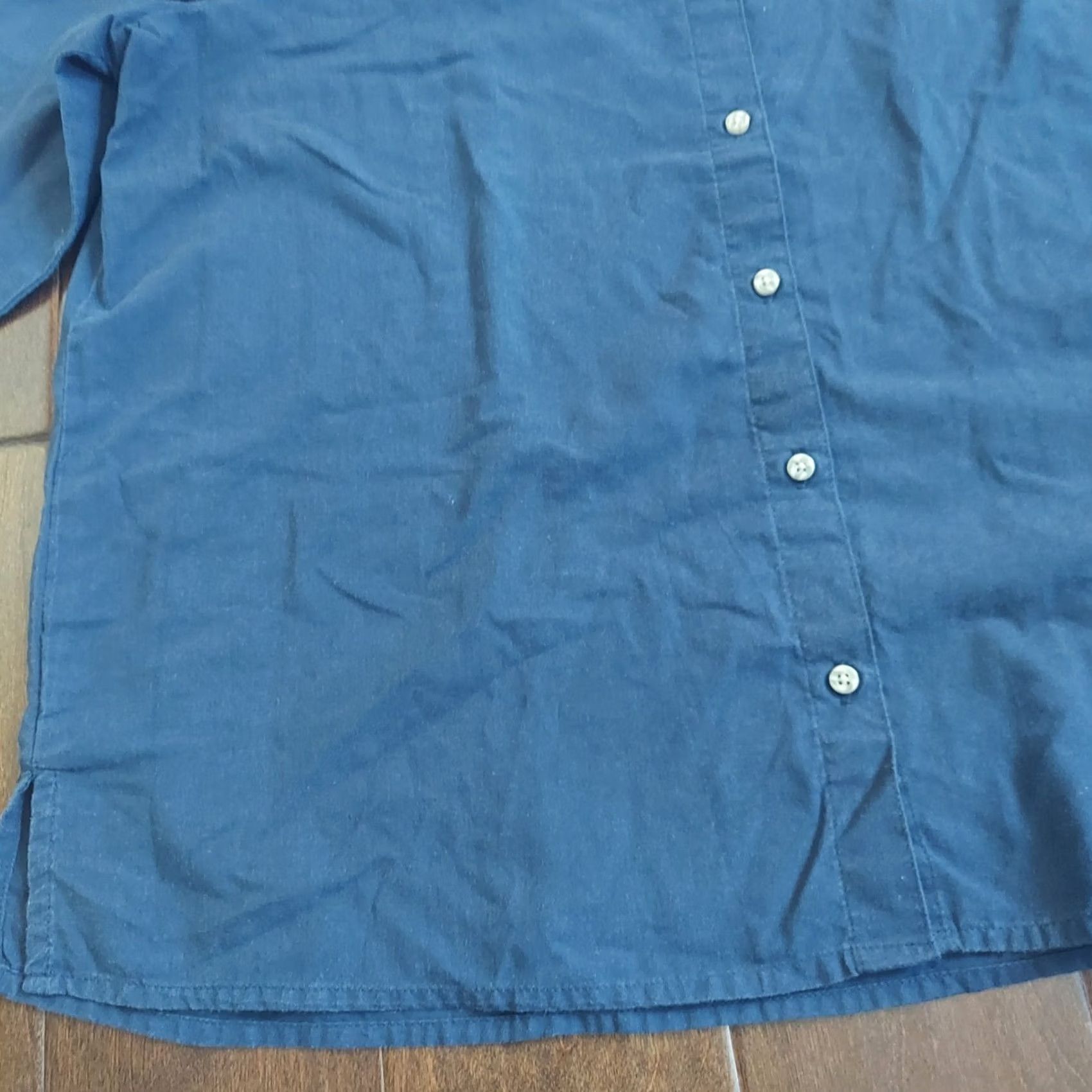 Vintage Chic Classic Collection Women's Blue Long Sleeve Button-Up Dress Shirt L Blue Solid Cotton-Polyester B720 Size L / US 10 / IT 46 - 3 Thumbnail