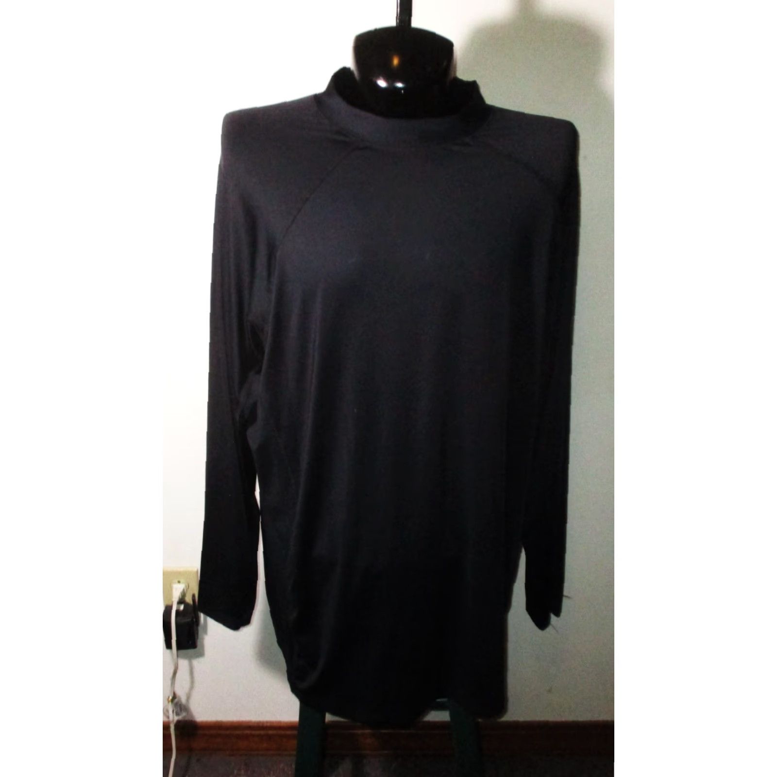 Vintage KS SPORT Black Long Sleeve Mock Neck Top Mens 3XL Compression Jersey Shirt Size US XXL / EU 58 / 5 - 2 Thumbnail