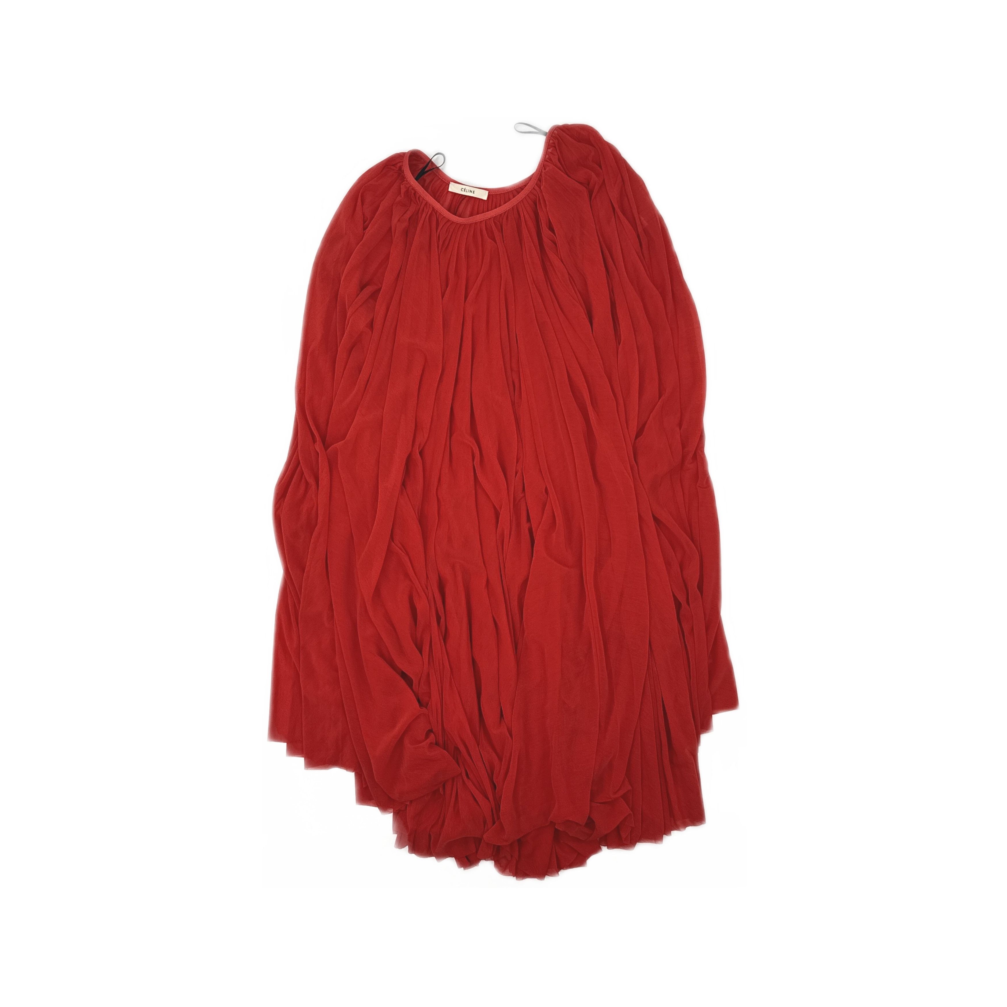 Celine Celine Red Pleated Midi Skirt Size 34 Size 25" / US 0 / IT 36 - 1 Thumbnail