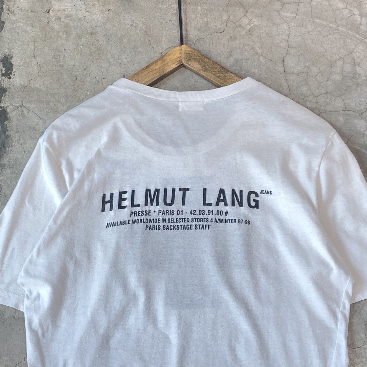 Helmut Lang Vintage 90s Helmut Lang Paris Backstage Staff Archive Tee Size US M / EU 48-50 / 2 - 1 Thumbnail