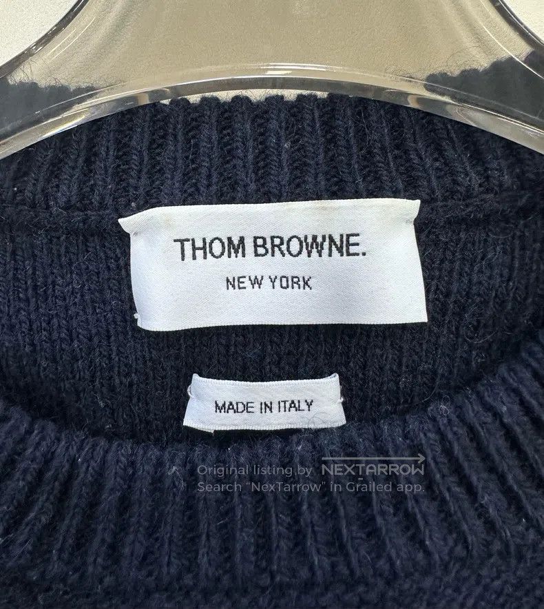 Thom Browne Thom Browne Deep blue classic four-striped mohair knit swe Size US XL / EU 56 / 4 - 3 Thumbnail