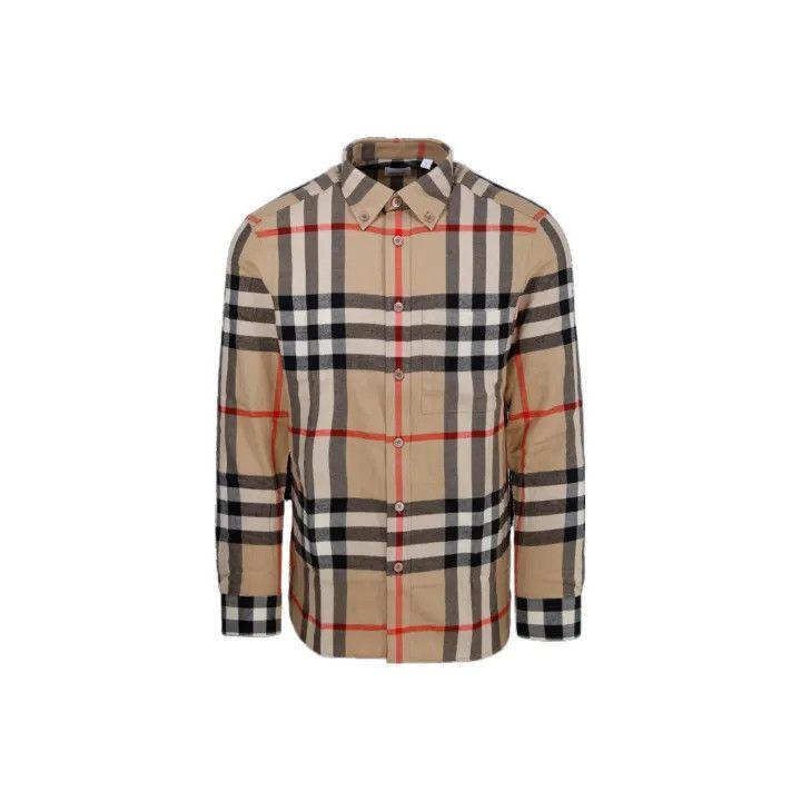 Burberry Burberry Burberry Beige Check Long Sleeve Shirt for Men-25 Size US M / EU 48-50 / 2 - 1 Thumbnail