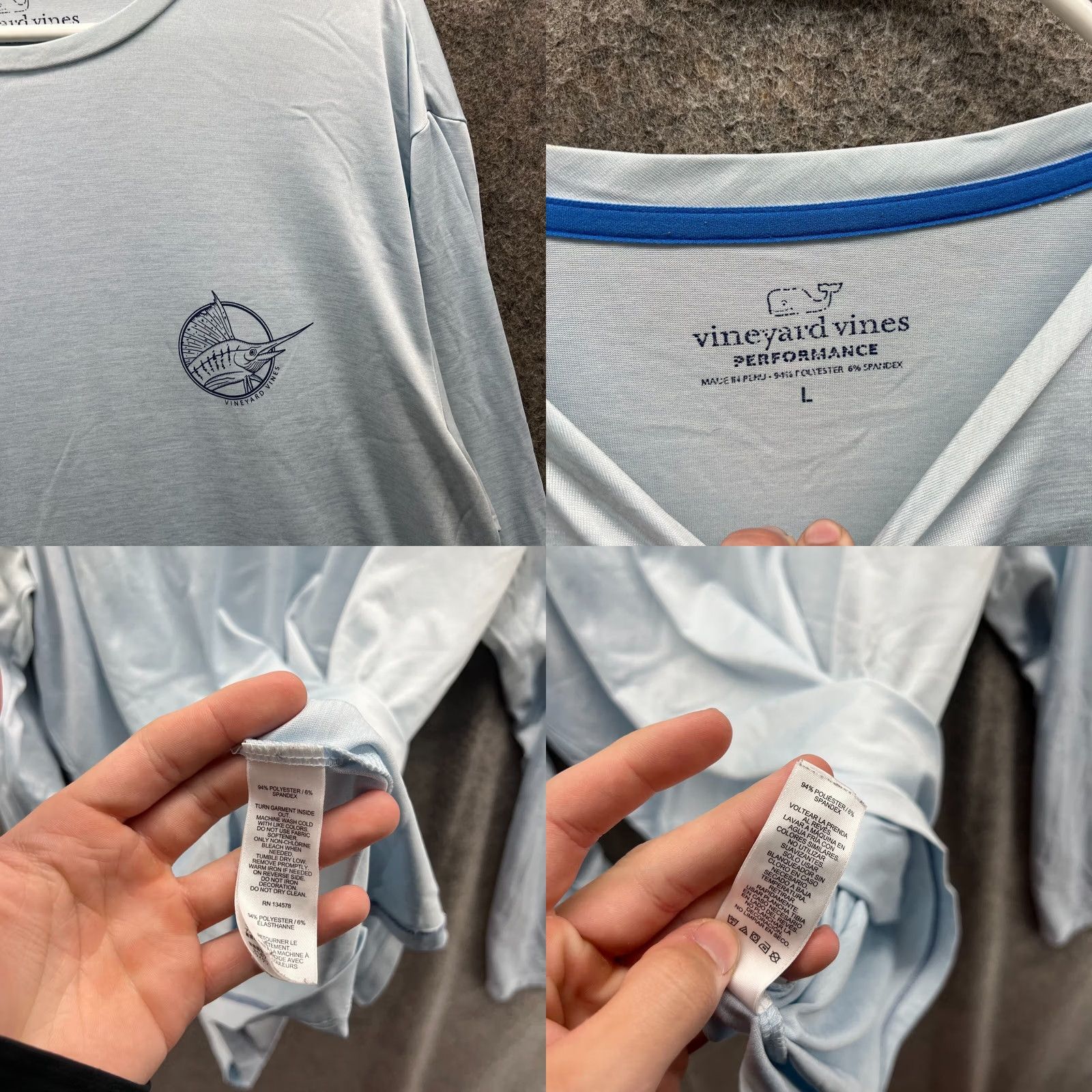 Vineyard Vines Vineyard Vines Shirt Men L Blue Long Sleeve Crewneck Logo Solid All Seasons Big Marlin Mens Size US L / EU 52-54 / 3 - 8 Thumbnail