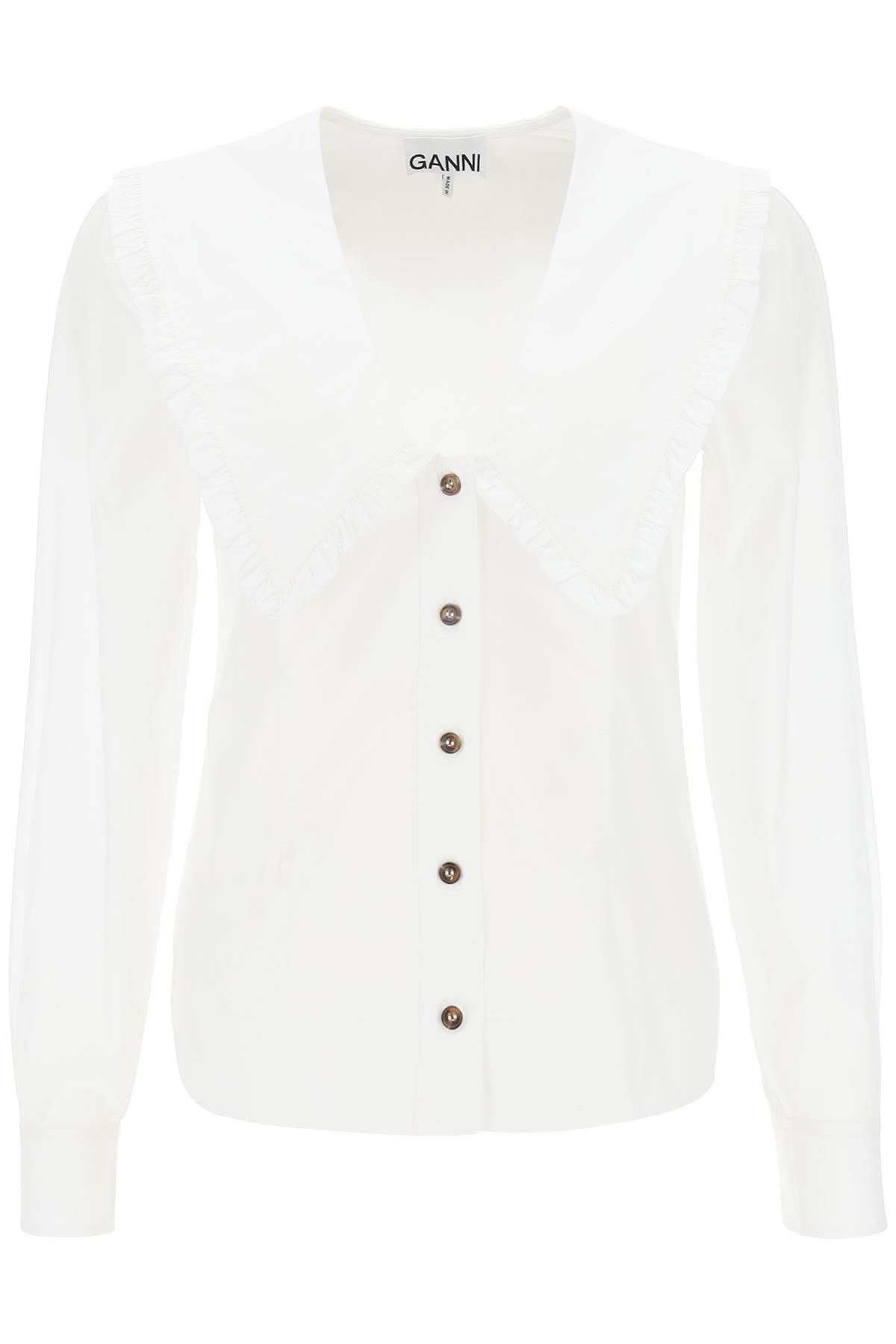 image of Ganni Maxi Collar Shirt Size 40 For Women in White