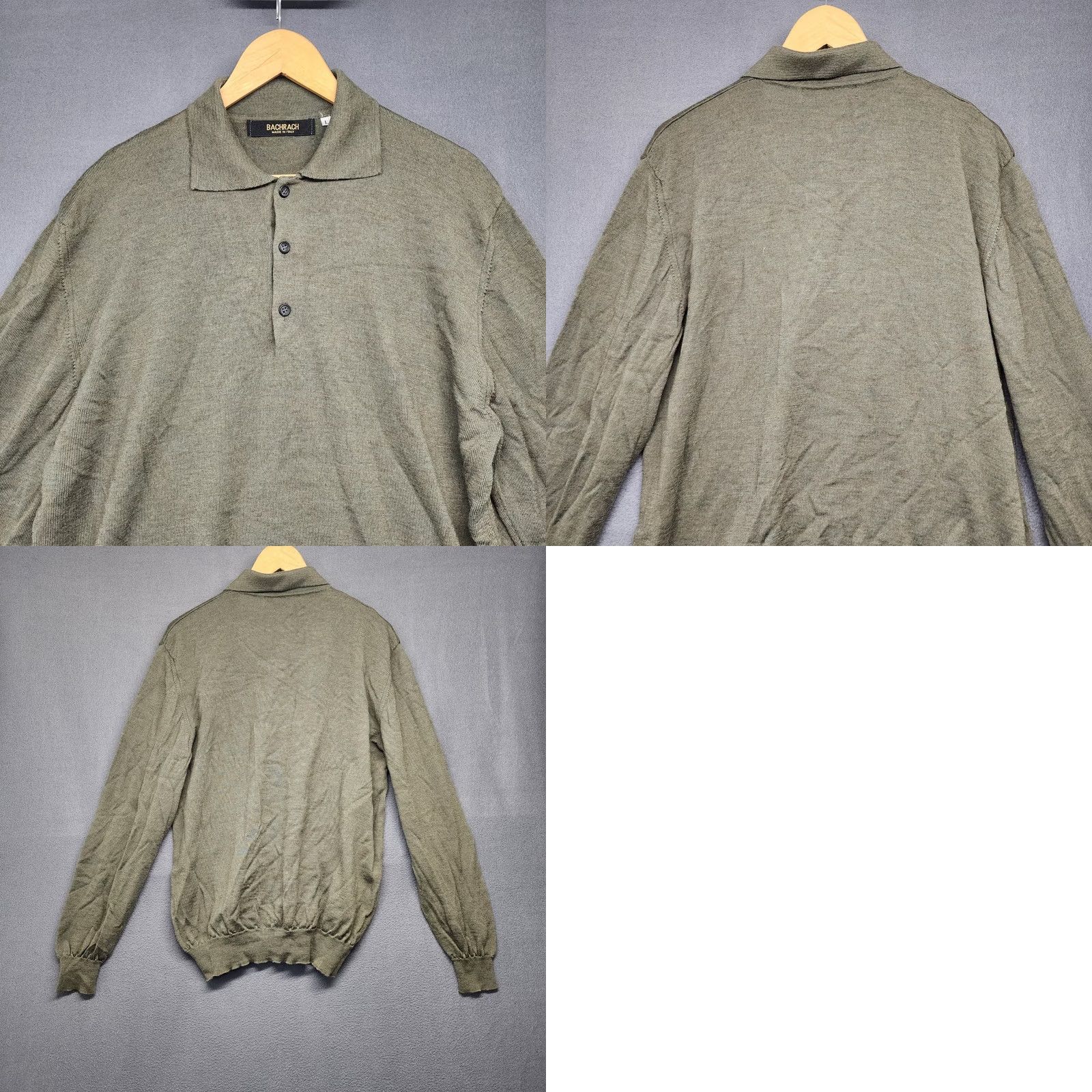 Vintage VINTAGE Bachrach Shirt Mens Large Green Merino Wool Polo Henley Italy Size US L / EU 52-54 / 3 - 8 Thumbnail