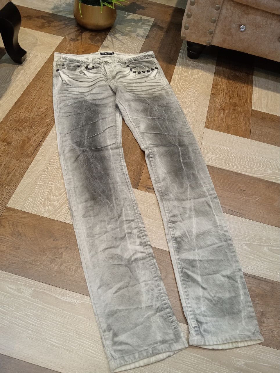 If Six Was Nine K.U.I ASH PUNK CREASE CLOUDY COAT STUDDED STRETCH DENIM Size US 30 / EU 46 - 3 Thumbnail