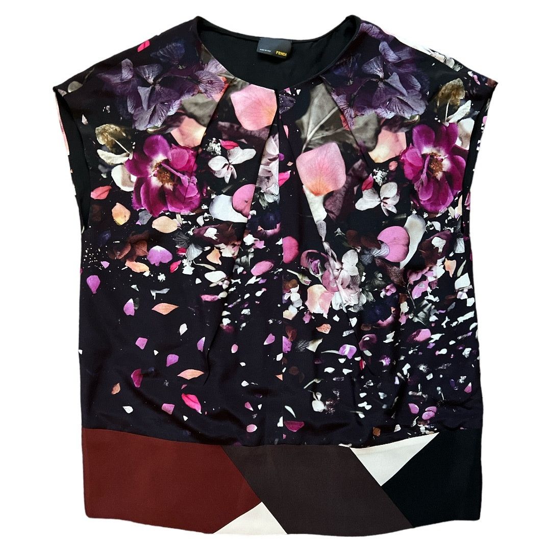 Fendi FENDI Purple Printed Silk Blouse, Medium/IT42 Size M / US 6-8 / IT 42-44 - 1 Thumbnail