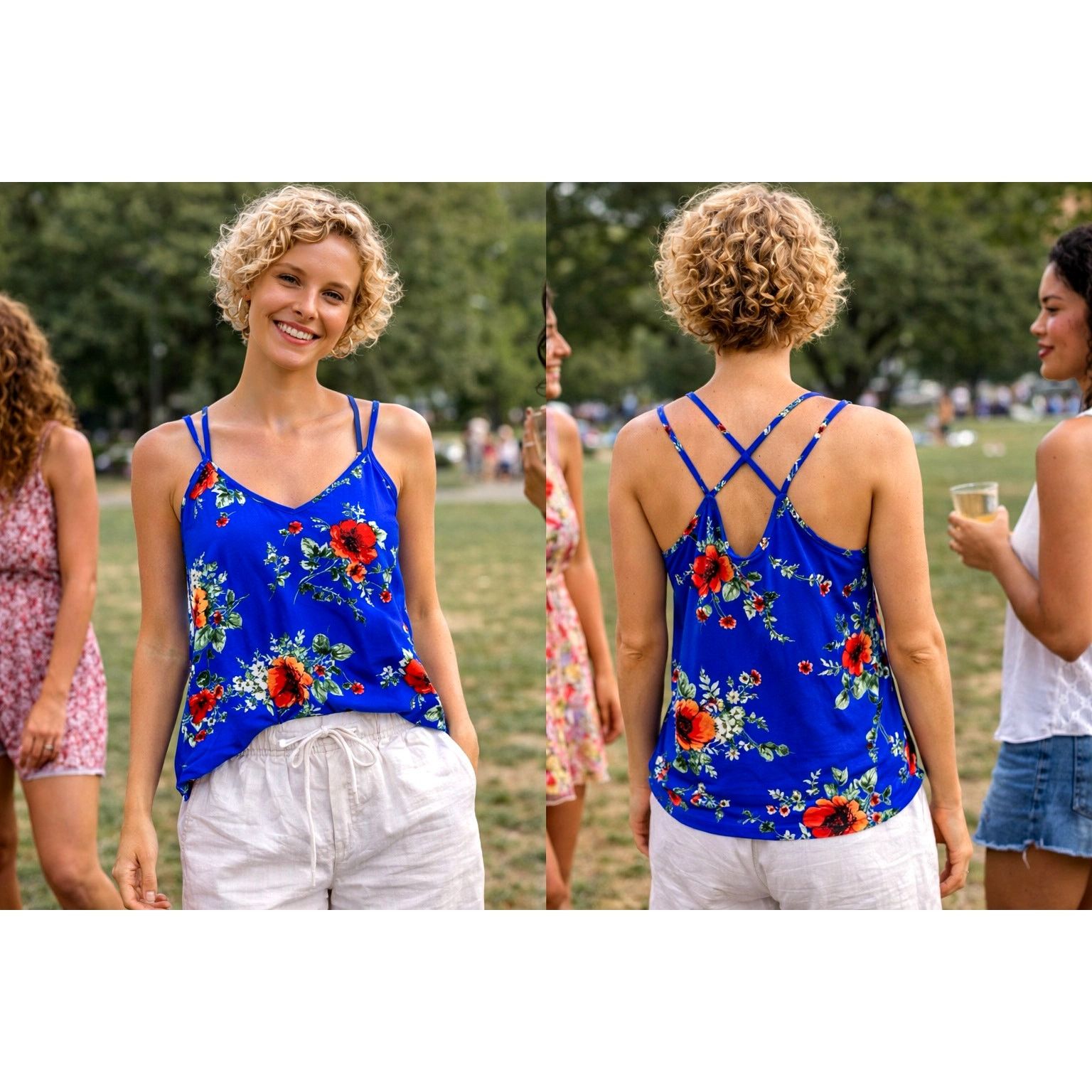 Other Papermoon Basima Back Detail Knit Top Blue Floral M Size M / US 6-8 / IT 42-44 - 1 Thumbnail