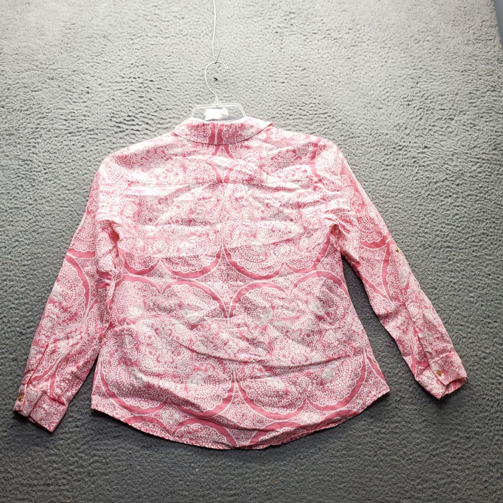 Charter Club Charter Club Luxury Shirt Womens PM Multi Floral Linen Roll Tab Sleeve Button Up Size M / US 6-8 / IT 42-44 - 2 Thumbnail