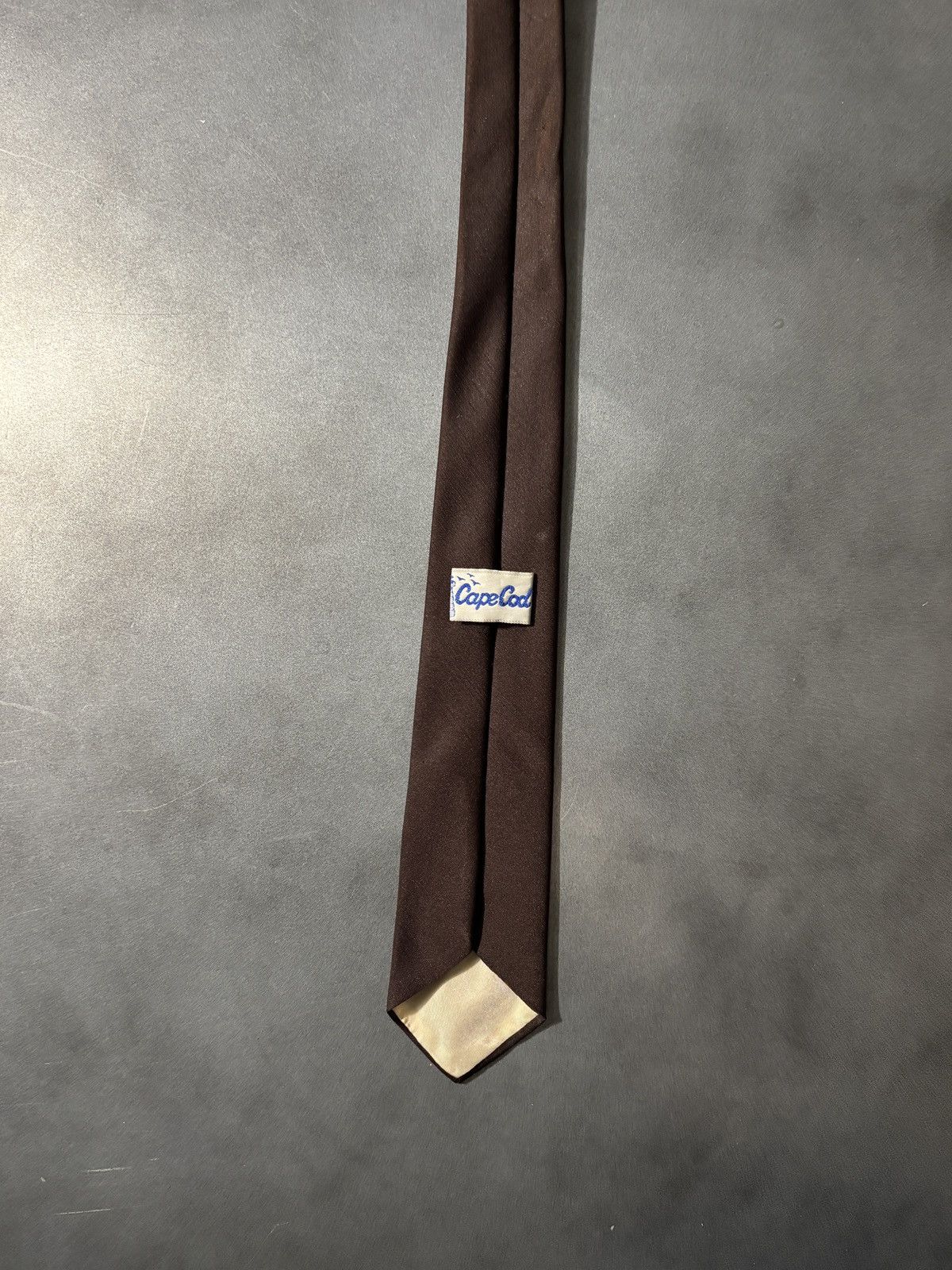 Vintage Vintage Polyester Neck Tie 1970s Necktie Dark Brown Plain Size ONE SIZE - 3 Thumbnail
