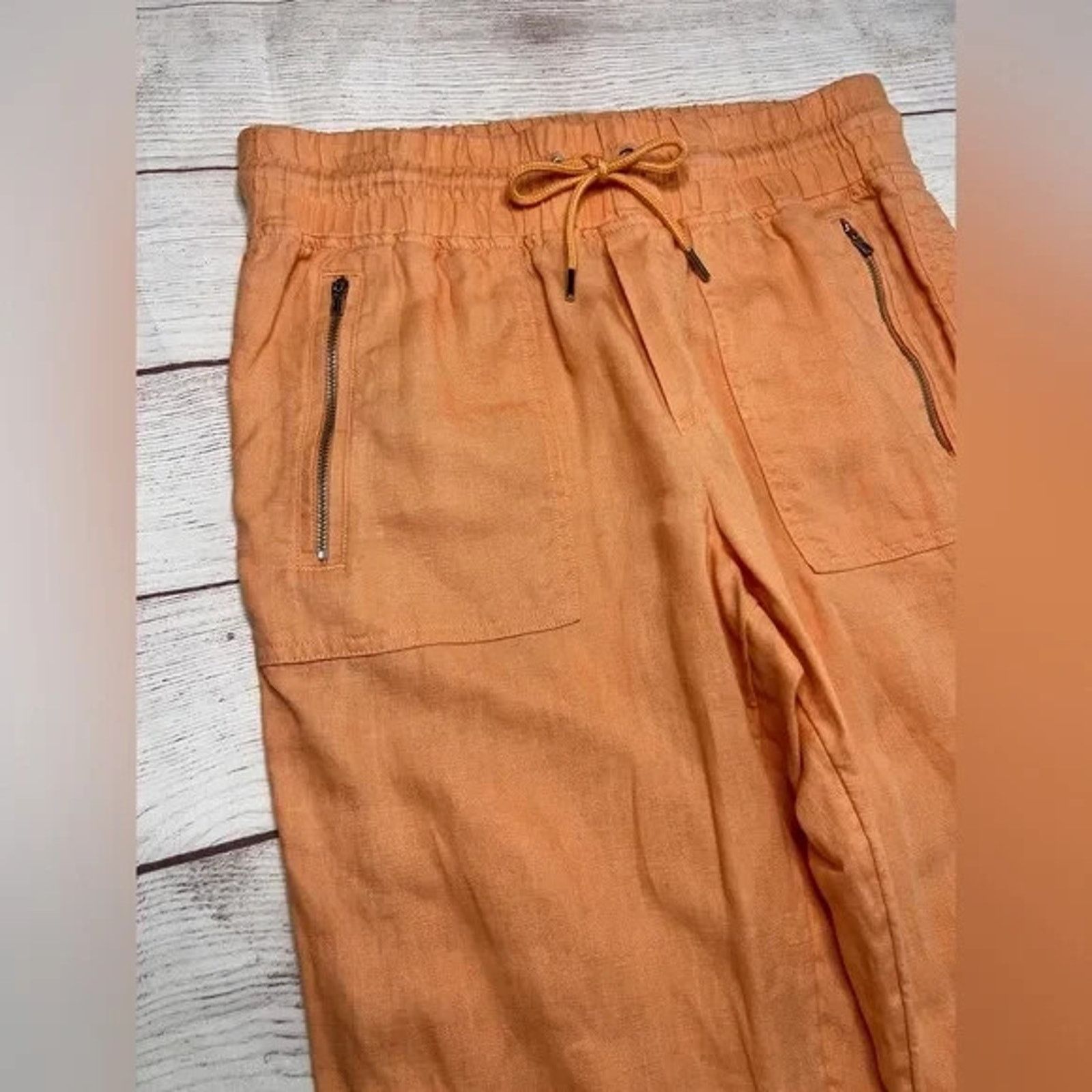 Athleta ATHLETA CABO ORANGE LINEN ZIP POCKETS ELASTIC WAIST JOGGERS Size 27" / US 4 / IT 40 - 5 Thumbnail