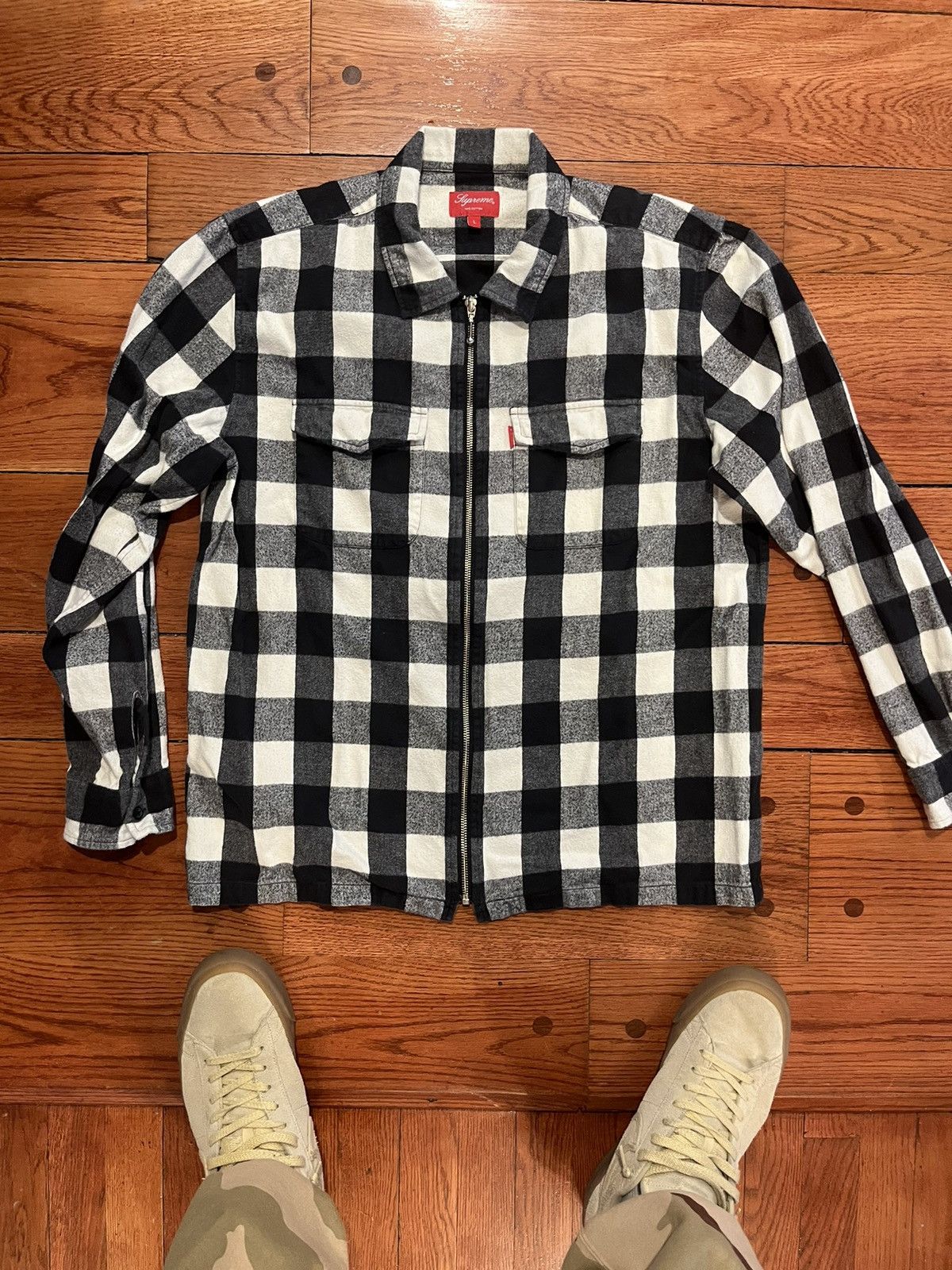 Supreme Supreme Zip Up Flannel Shadow Plaid Buffalo Large Black